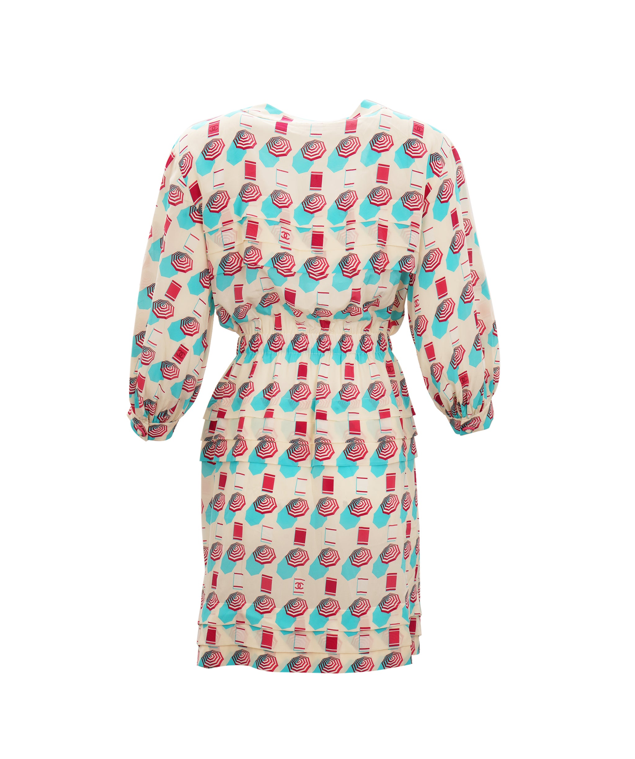 Chanel 2019 Spring/Summer Graphic Print Silk Dress Size 36 ALTC1006