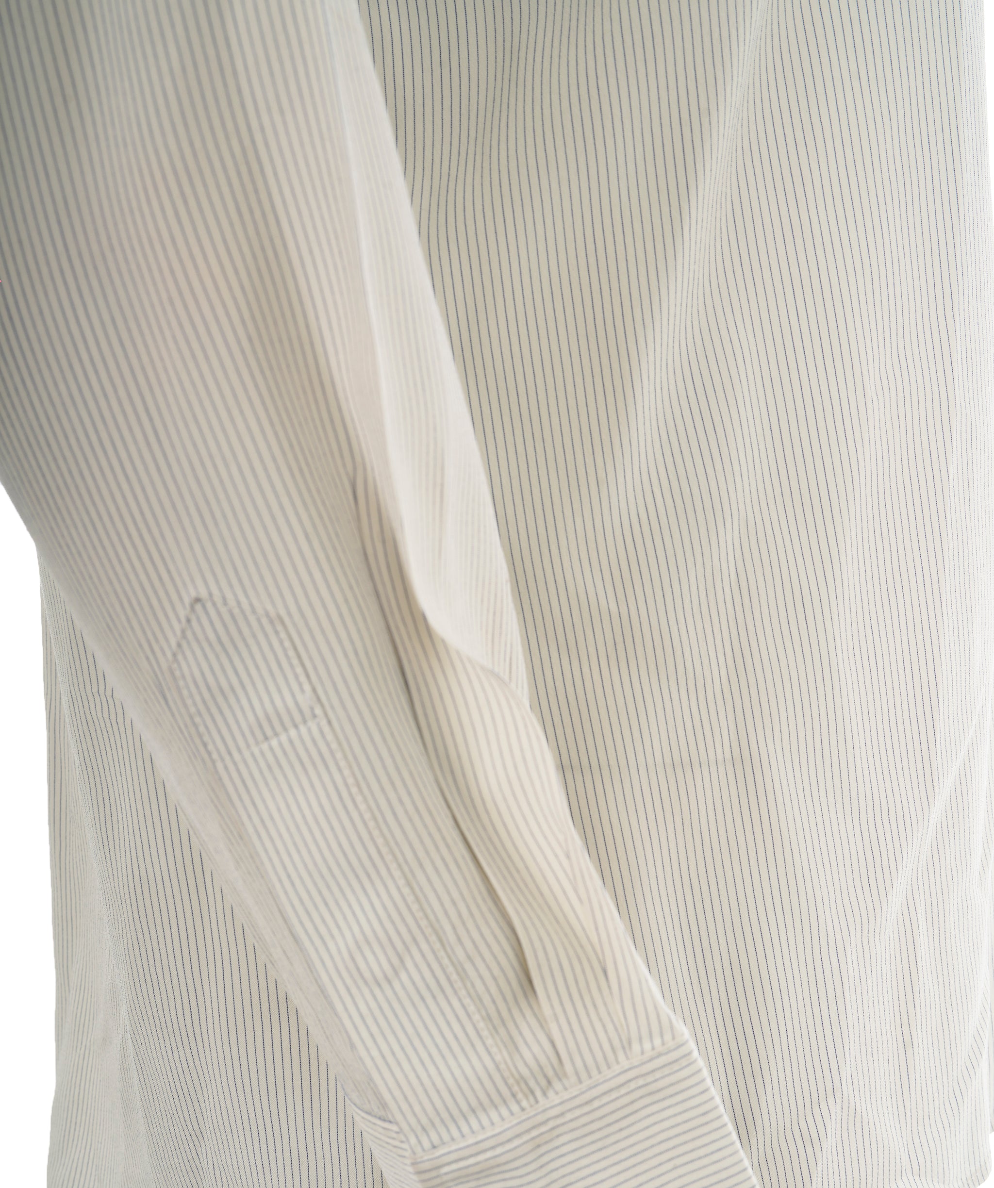 Celine White & Blue Striped Silk Frill Collar Triomphe Shirt - FR 42  ALC1969