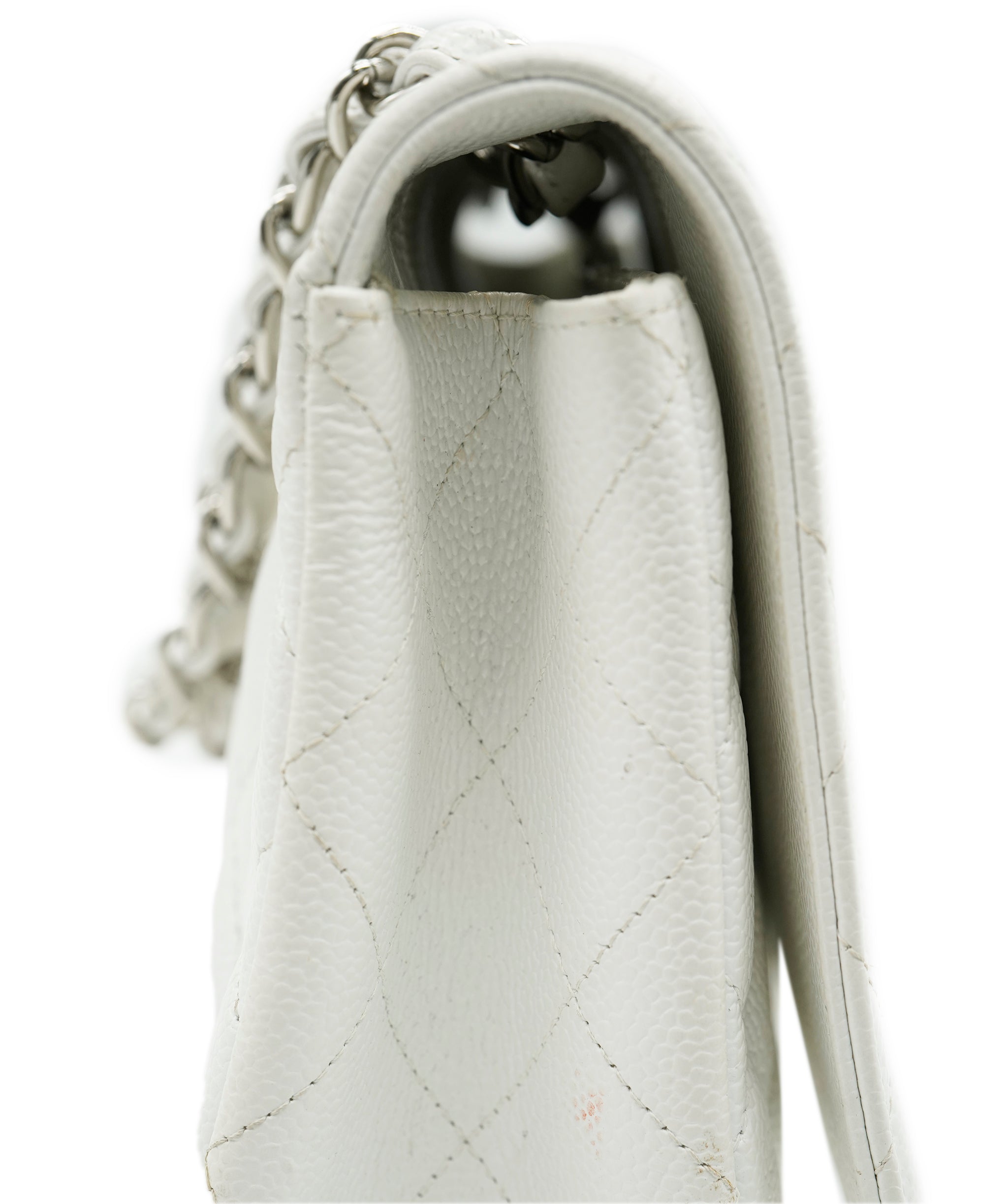 Chanel Maxi White Caviar With SHW Bag  ALC3564