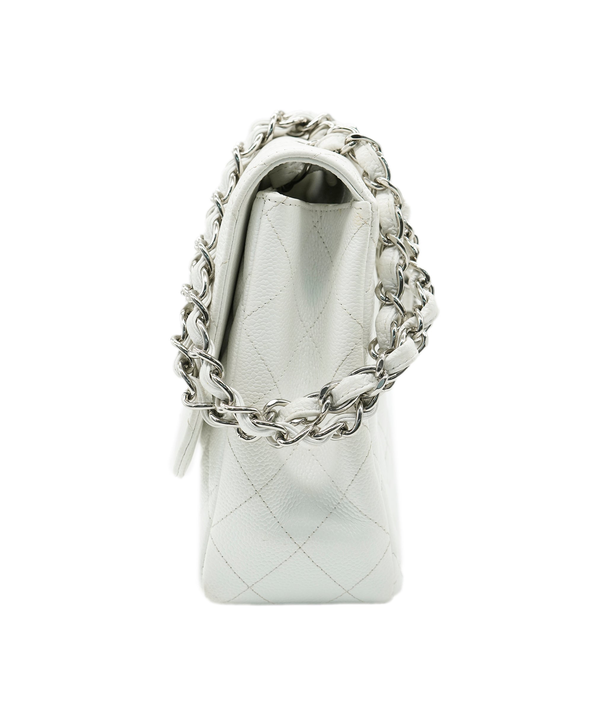 Chanel Maxi White Caviar With SHW Bag  ALC3564