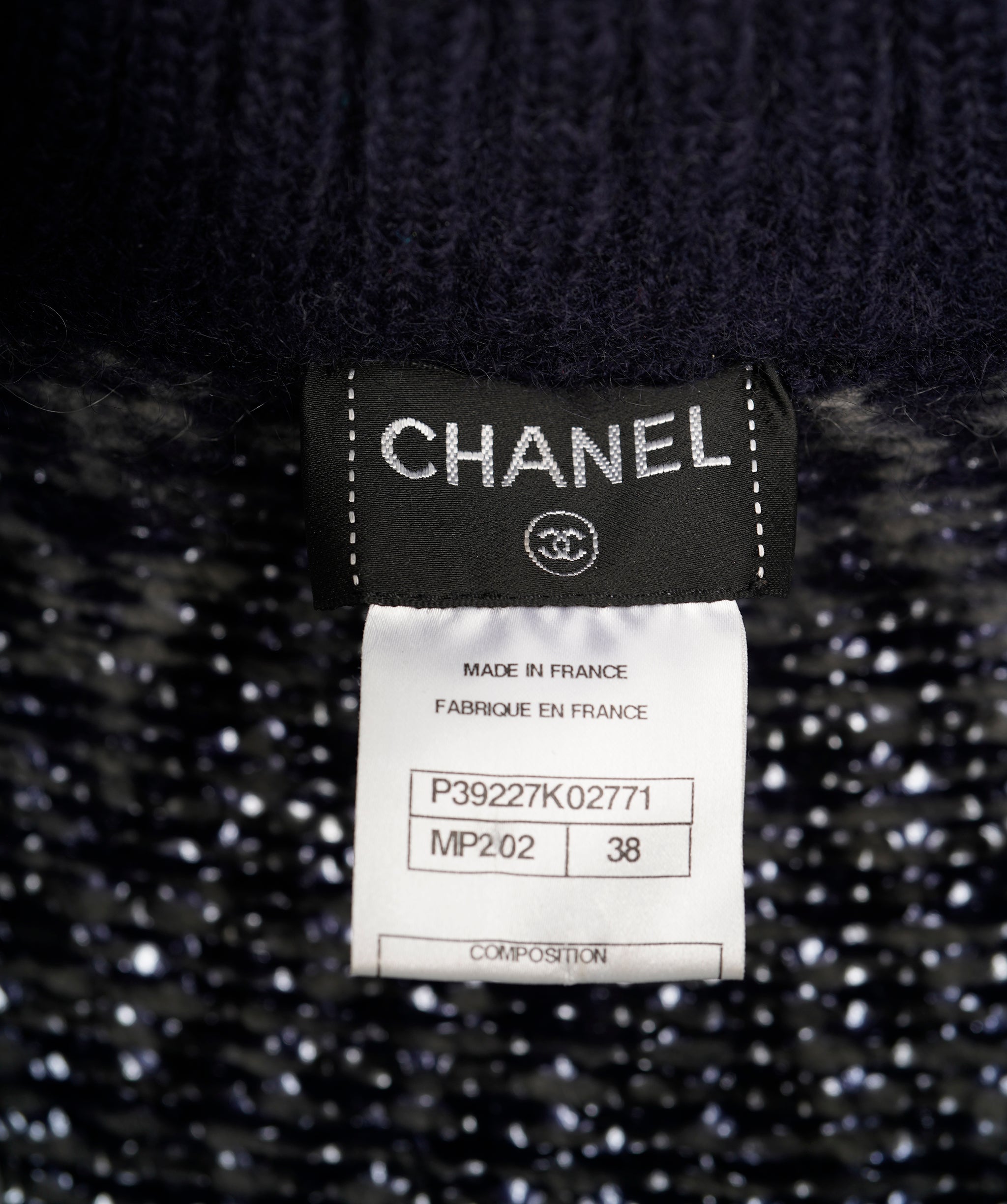 Chanel 2010 Navy Mohair Blend Zipped CC Button Knit Sweater - FR38  ALL0858