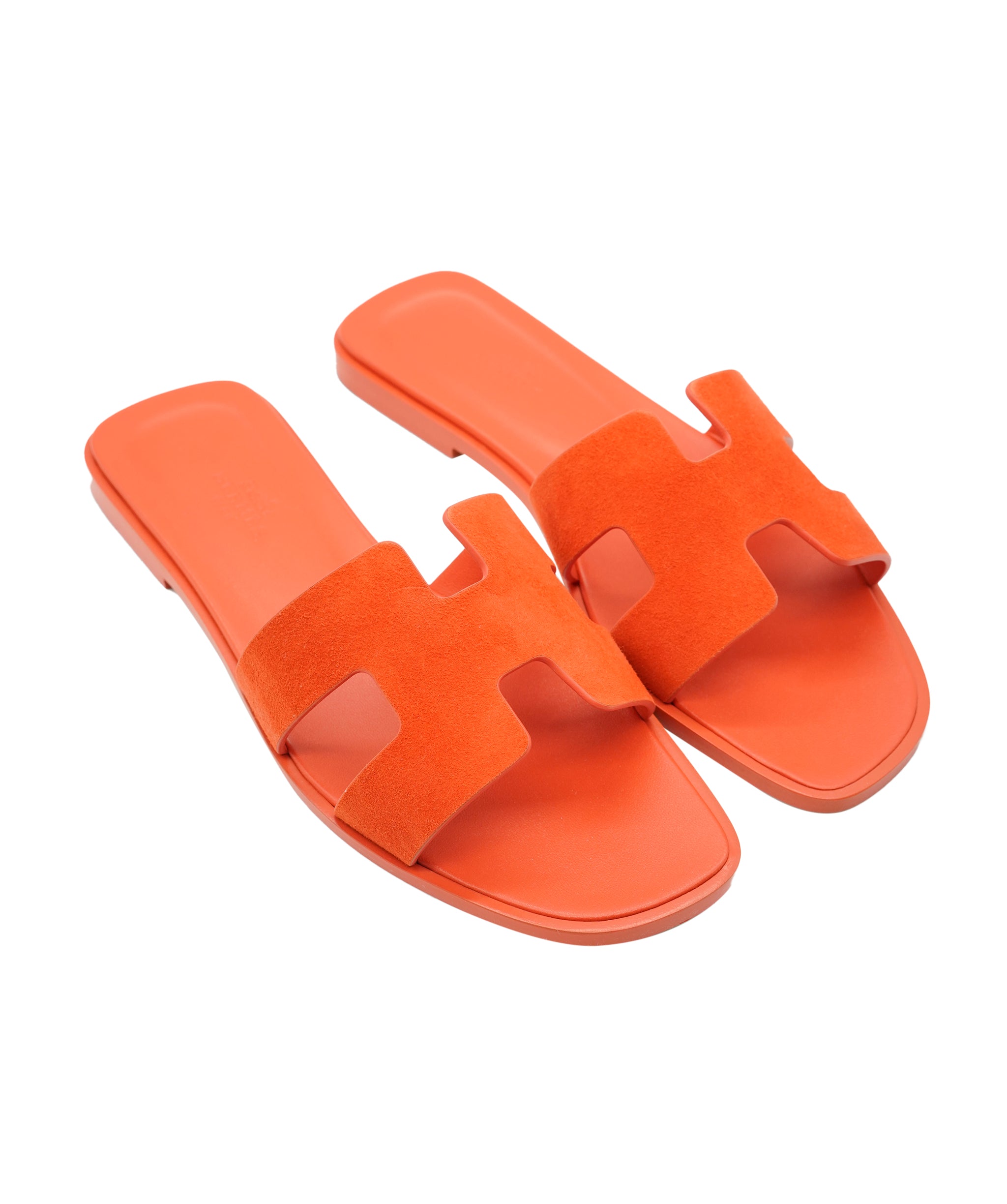Hermès Oran Sandal Orange Corail Suede Size 37 01SHU245 DBXM0071