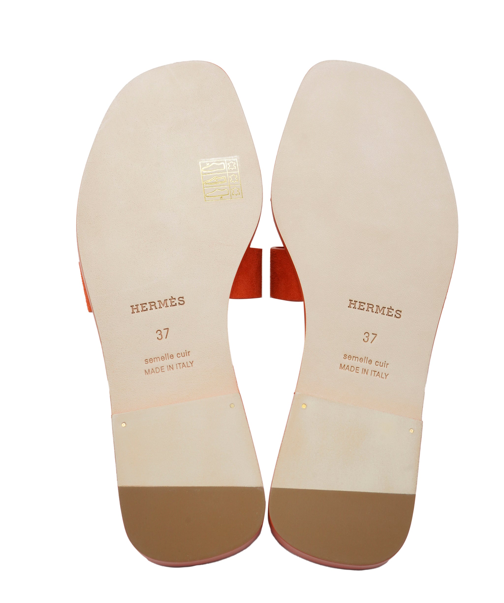Hermès Oran Sandal Orange Corail Suede Size 37 01SHU245 DBXM0071