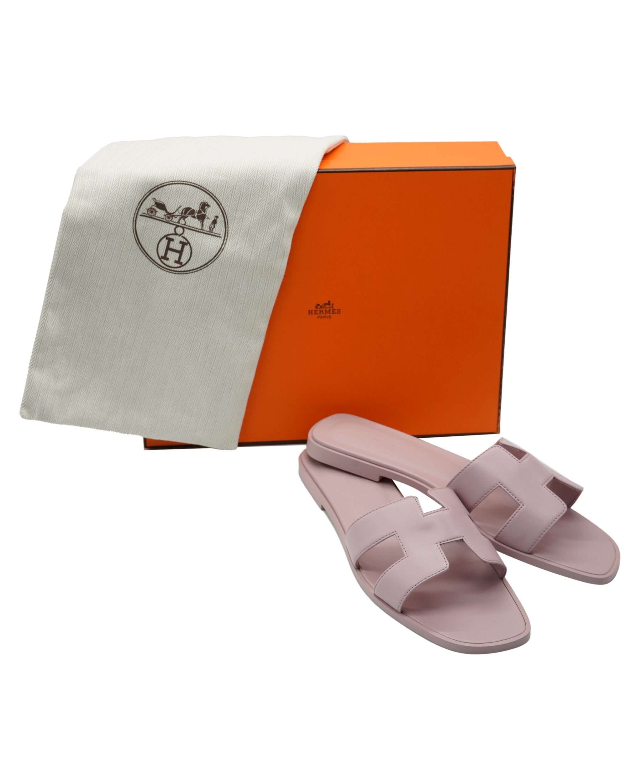 Hermès Oran Sandal Rose Cancan Box Leather Size 39 01SHU2464 DBXM0074