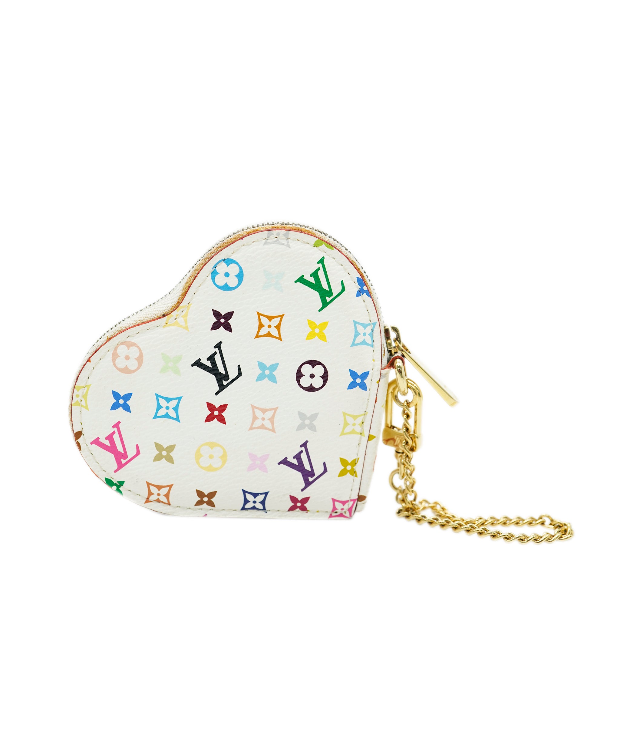 LV Multicolour Monogram Coin Case Heart White DBXS2436