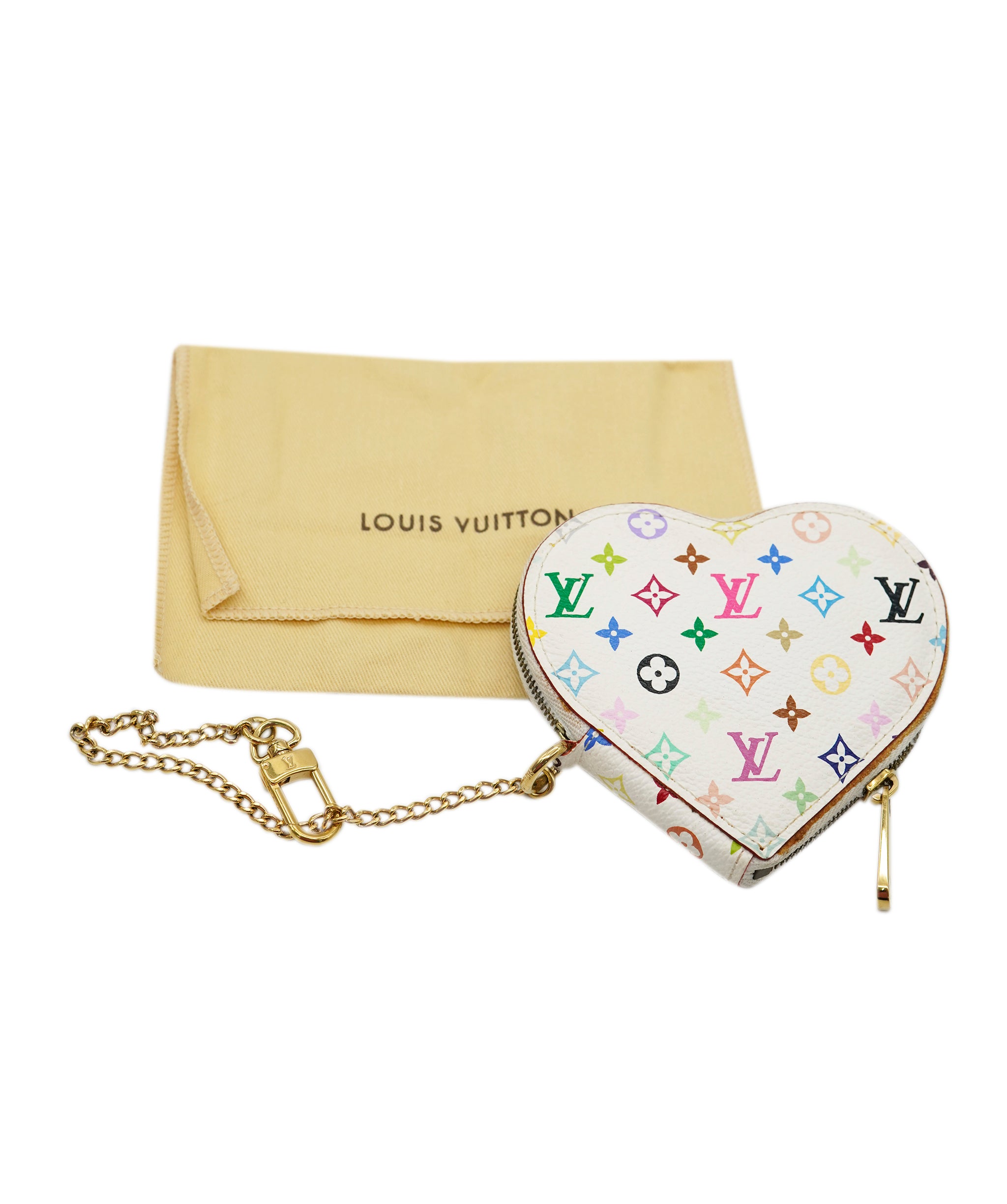 LV Multicolour Monogram Coin Case Heart White DBXS2436