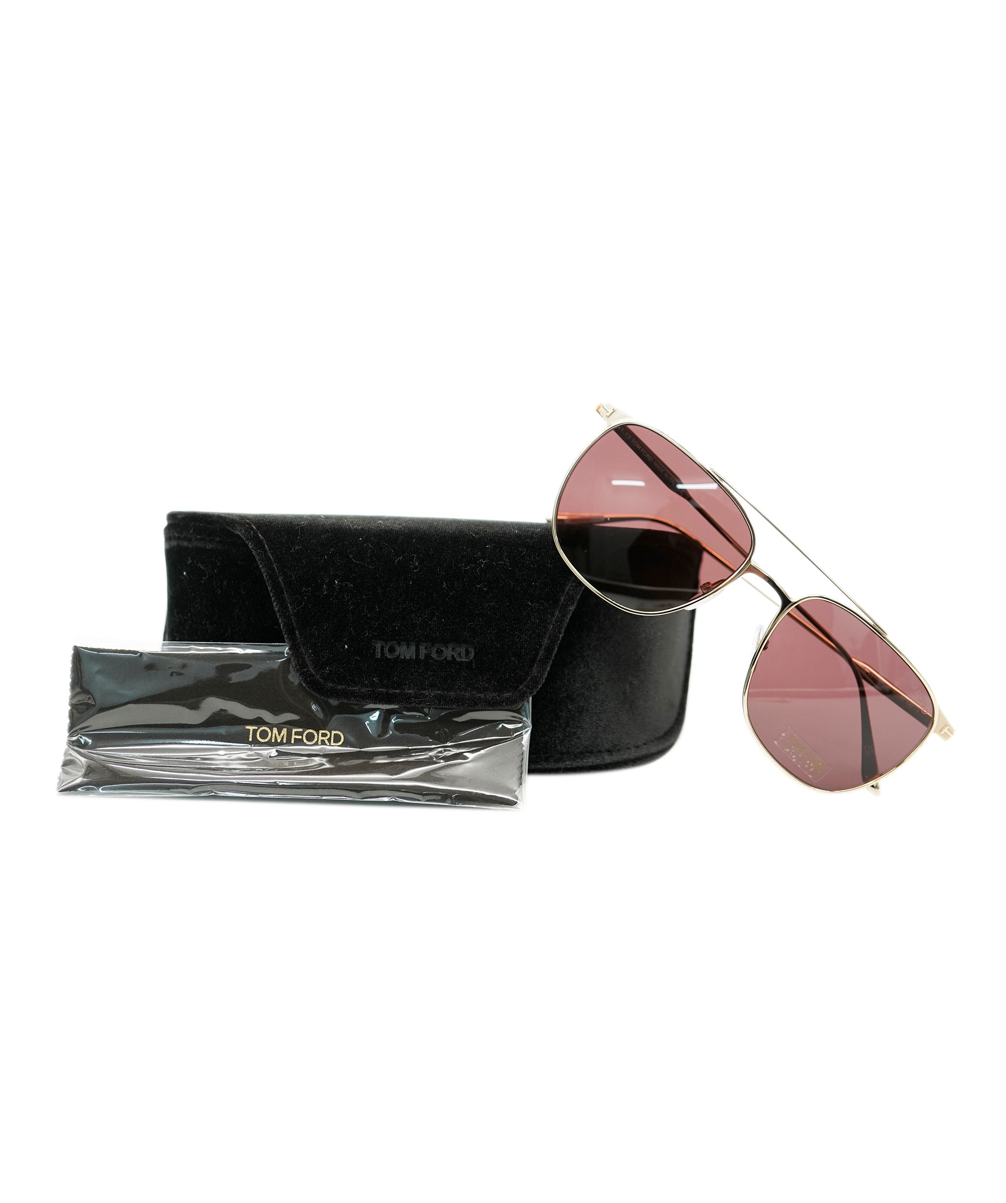 Tom Ford Gold Maroon Red Sunglasses Metal Square Mens Pilot Kip TF 692 28S ANL0004