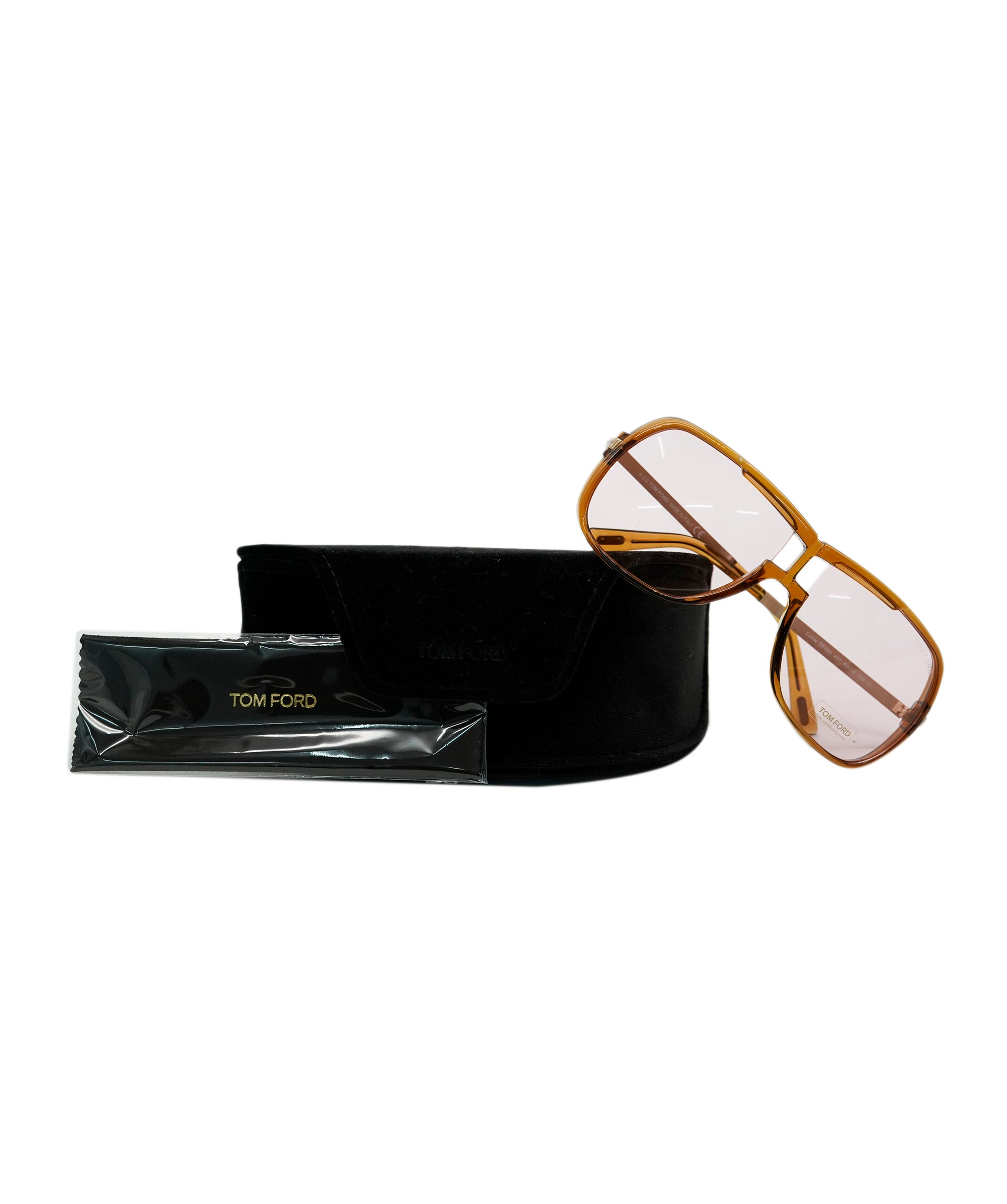 Tom Ford Pink Brown Sunglasses Gold Honey Square Mens Fashion Caine TF 800 45Y ANL0008