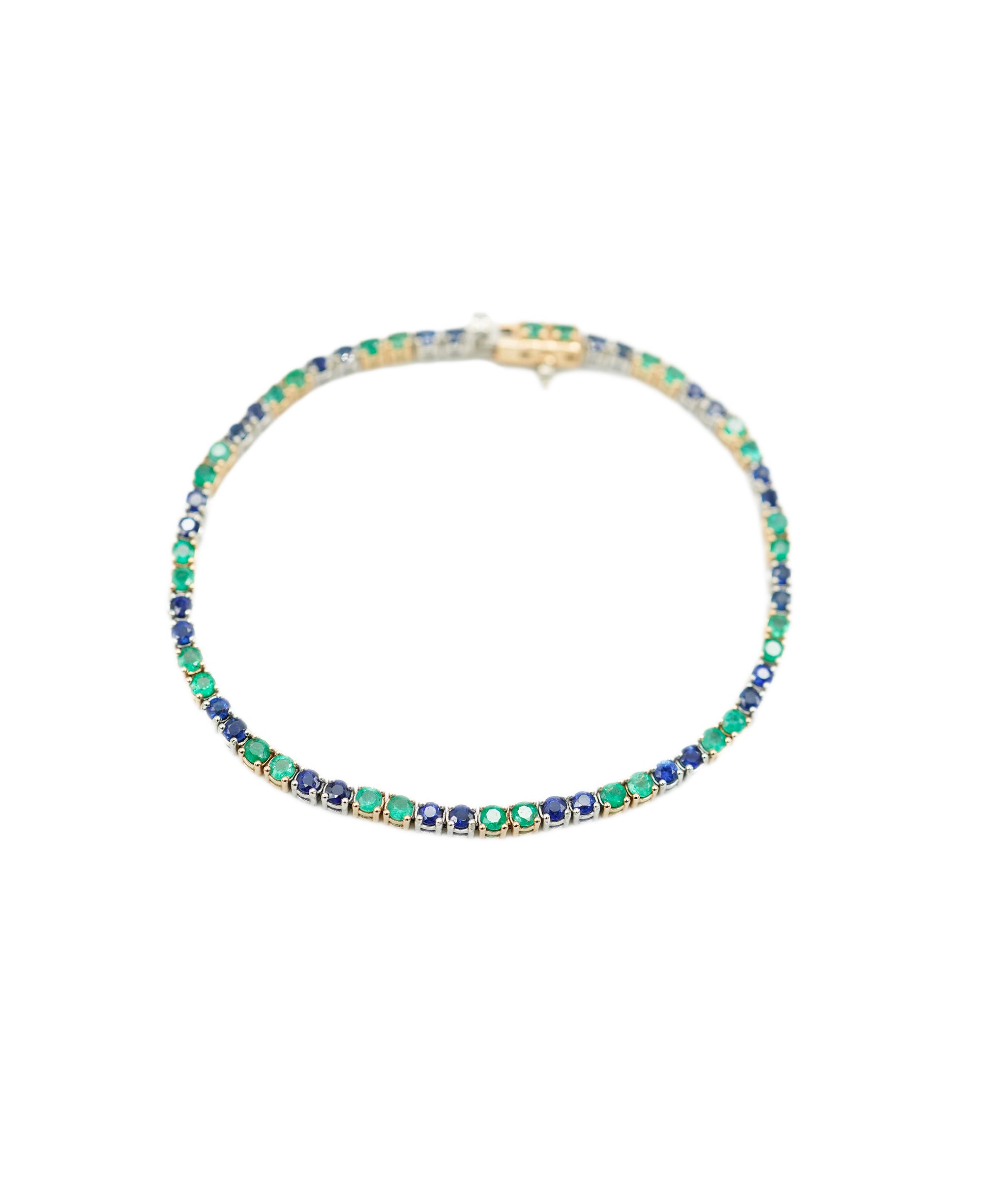 Tennis bracelet with 2mm emeralds and sapphires - ANC1181