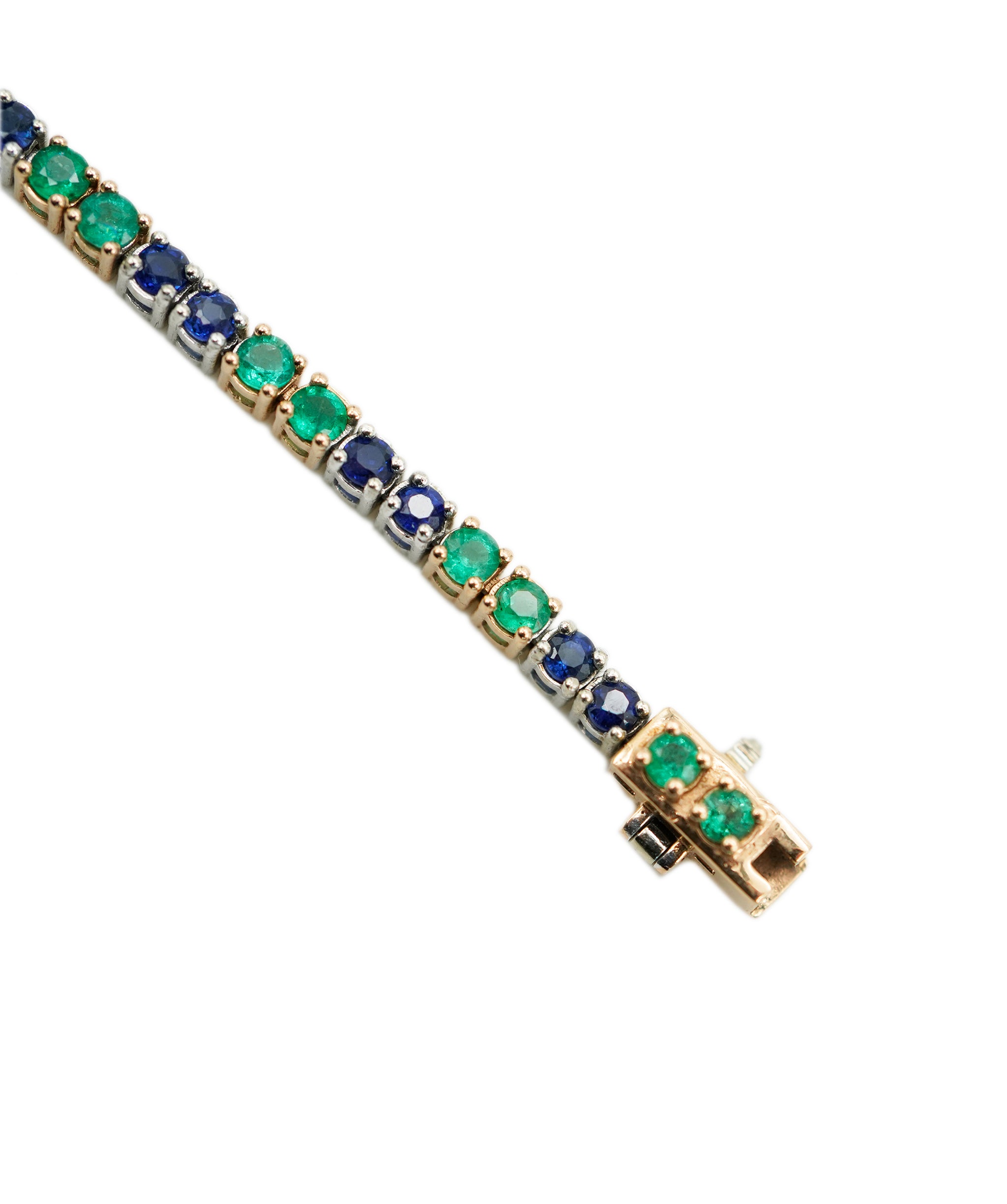 Tennis bracelet with 2mm emeralds and sapphires - ANC1181