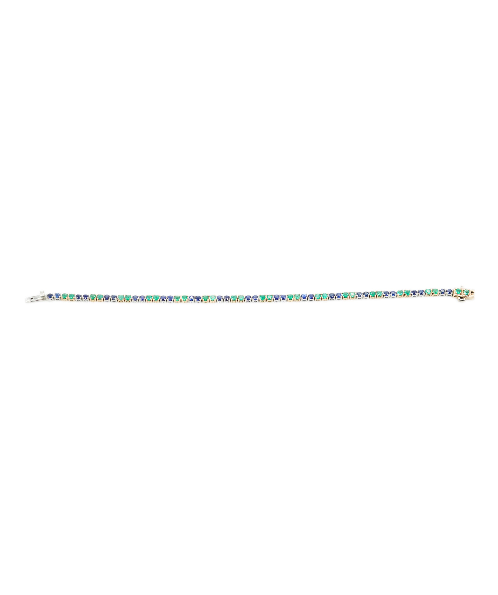 Tennis bracelet with 2mm emeralds and sapphires - ANC1181