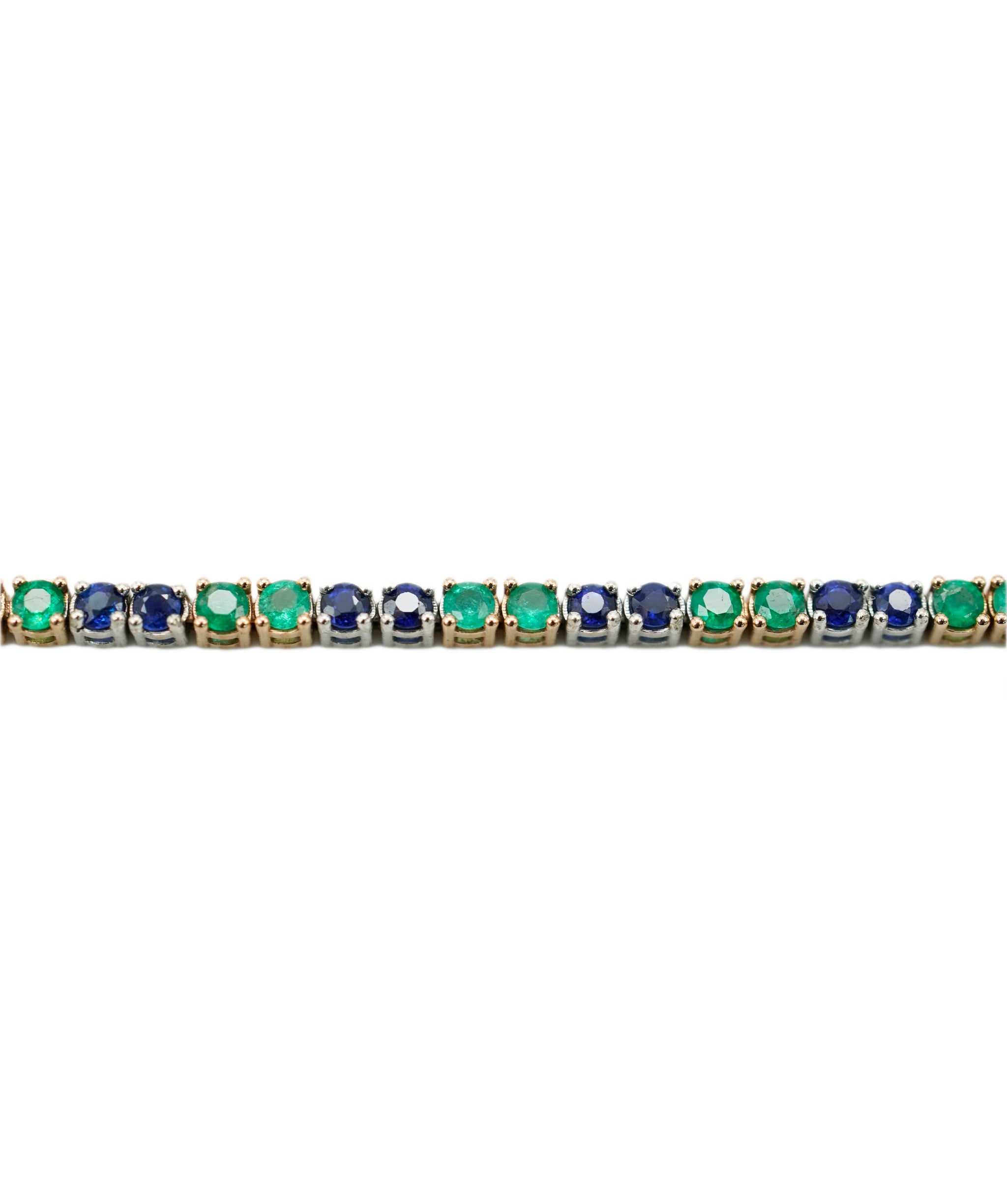 Tennis bracelet with 2mm emeralds and sapphires - ANC1181