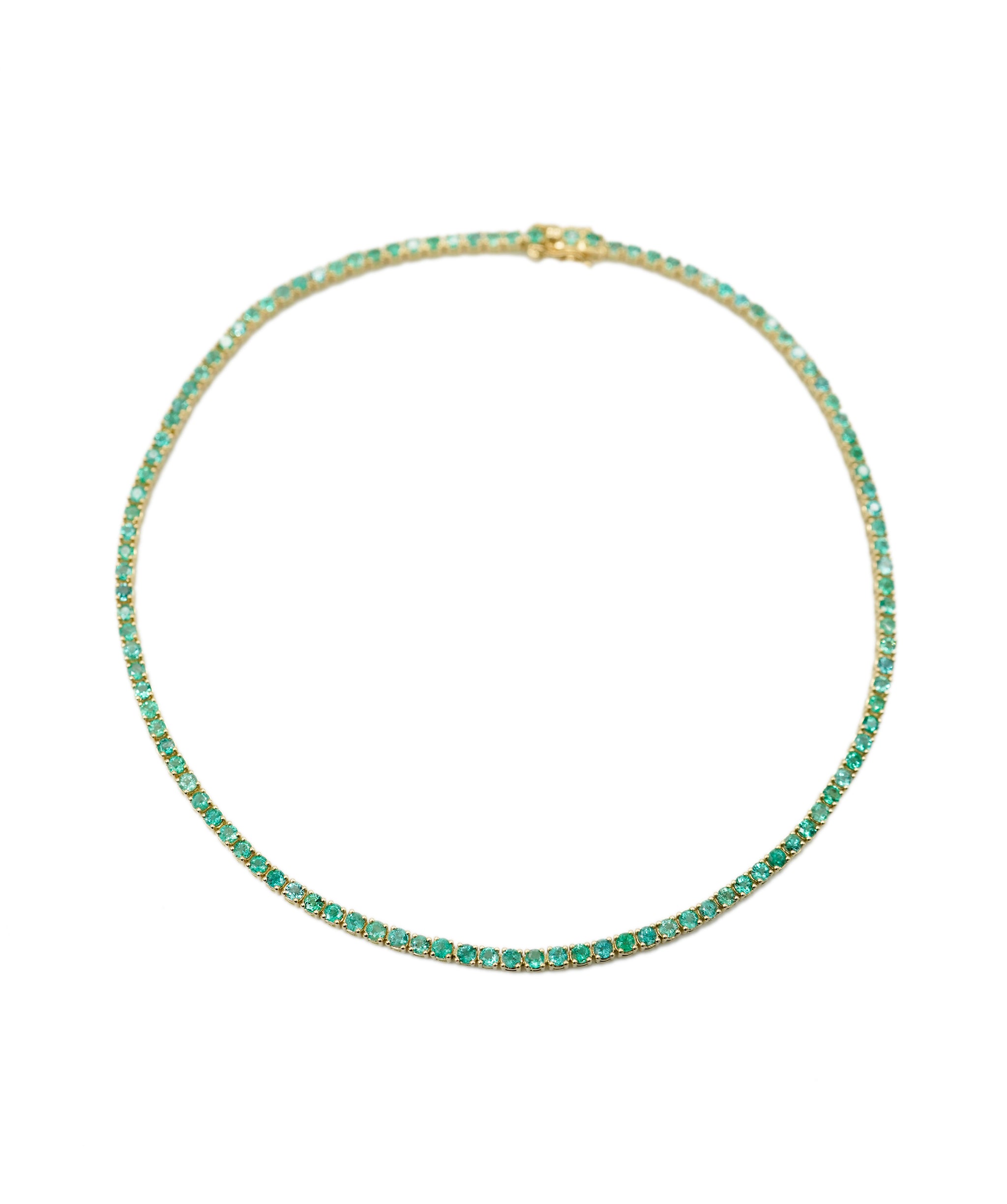 Tennis gold round emeralds choker with 2.5 mm emeralds - ANC1184