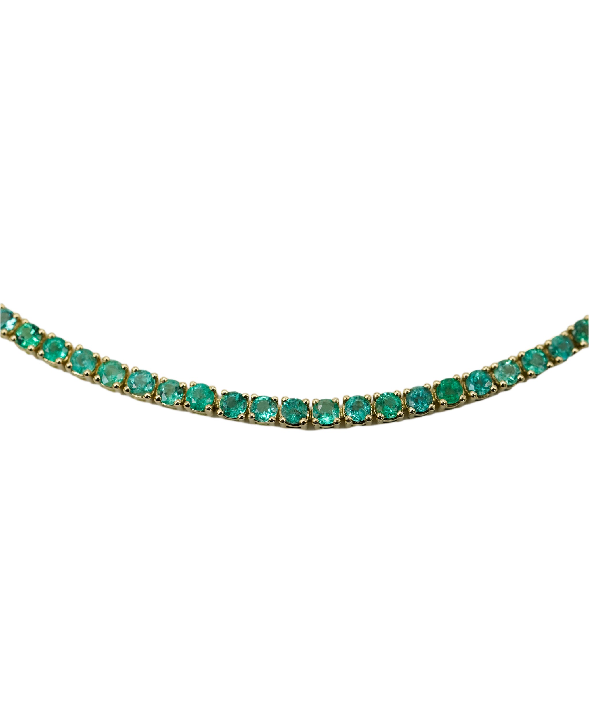 Tennis gold round emeralds choker with 2.5 mm emeralds - ANC1184