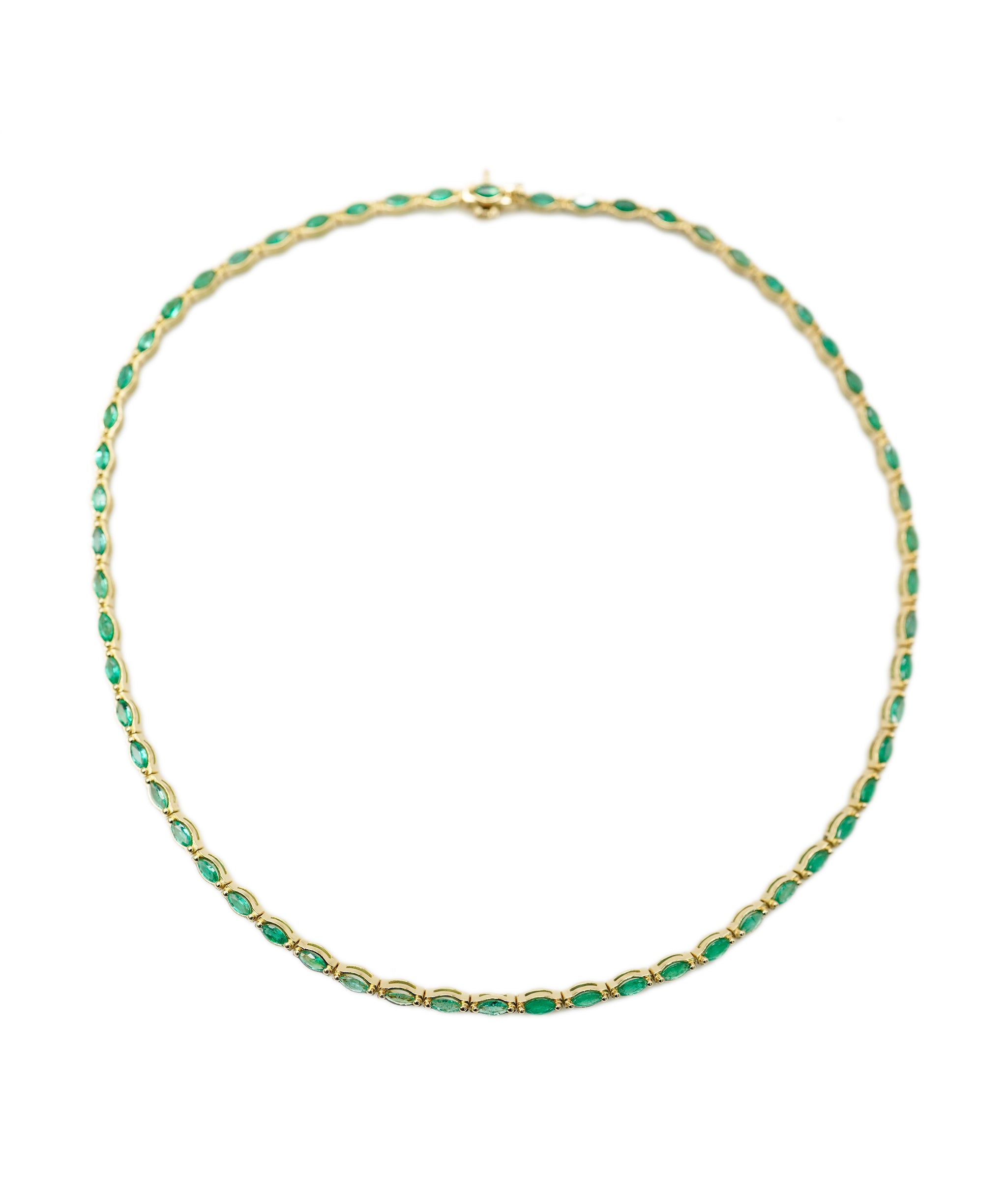 Tennis gold choker with marquise emeralds - ANC1185