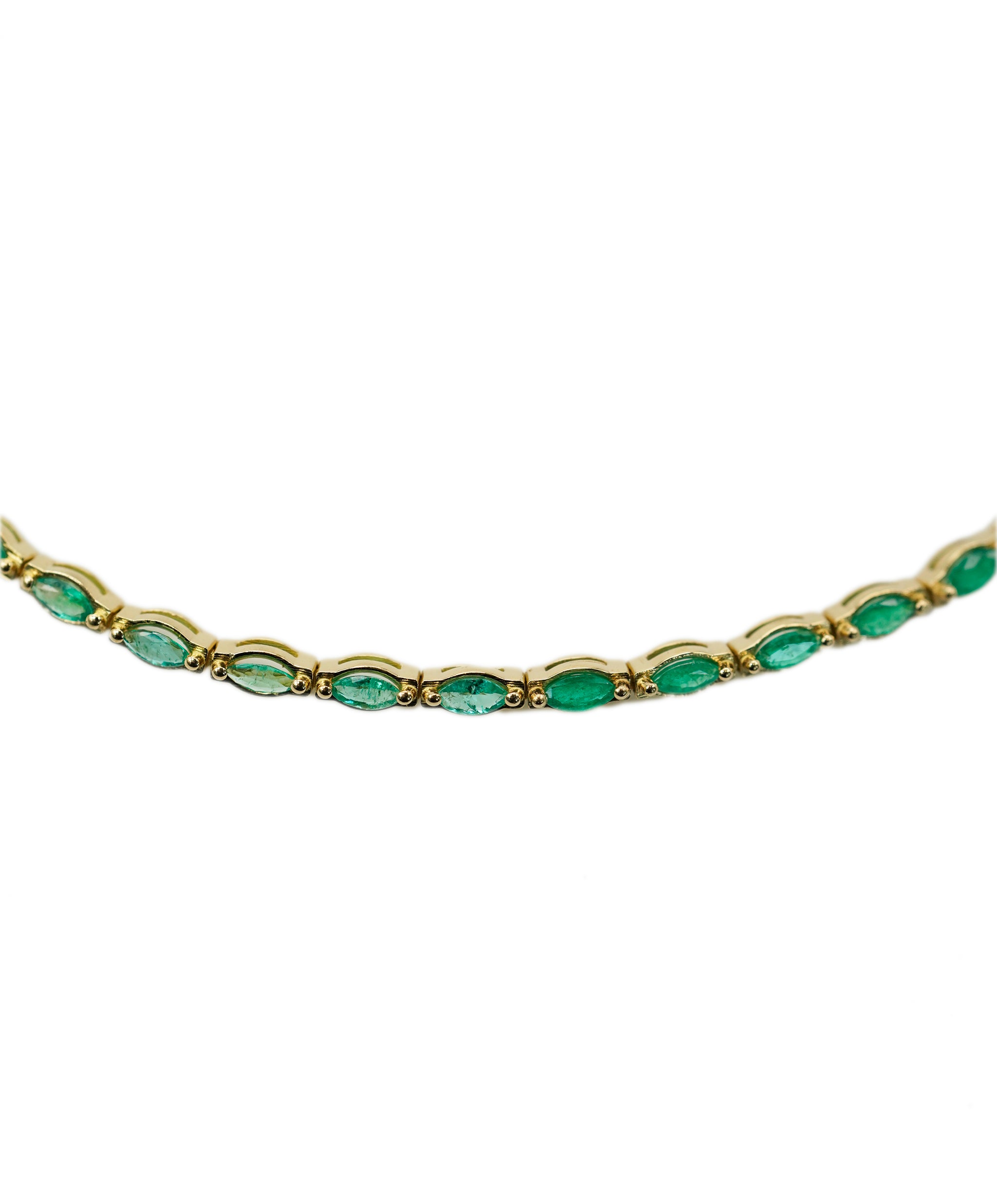 Tennis gold choker with marquise emeralds - ANC1185