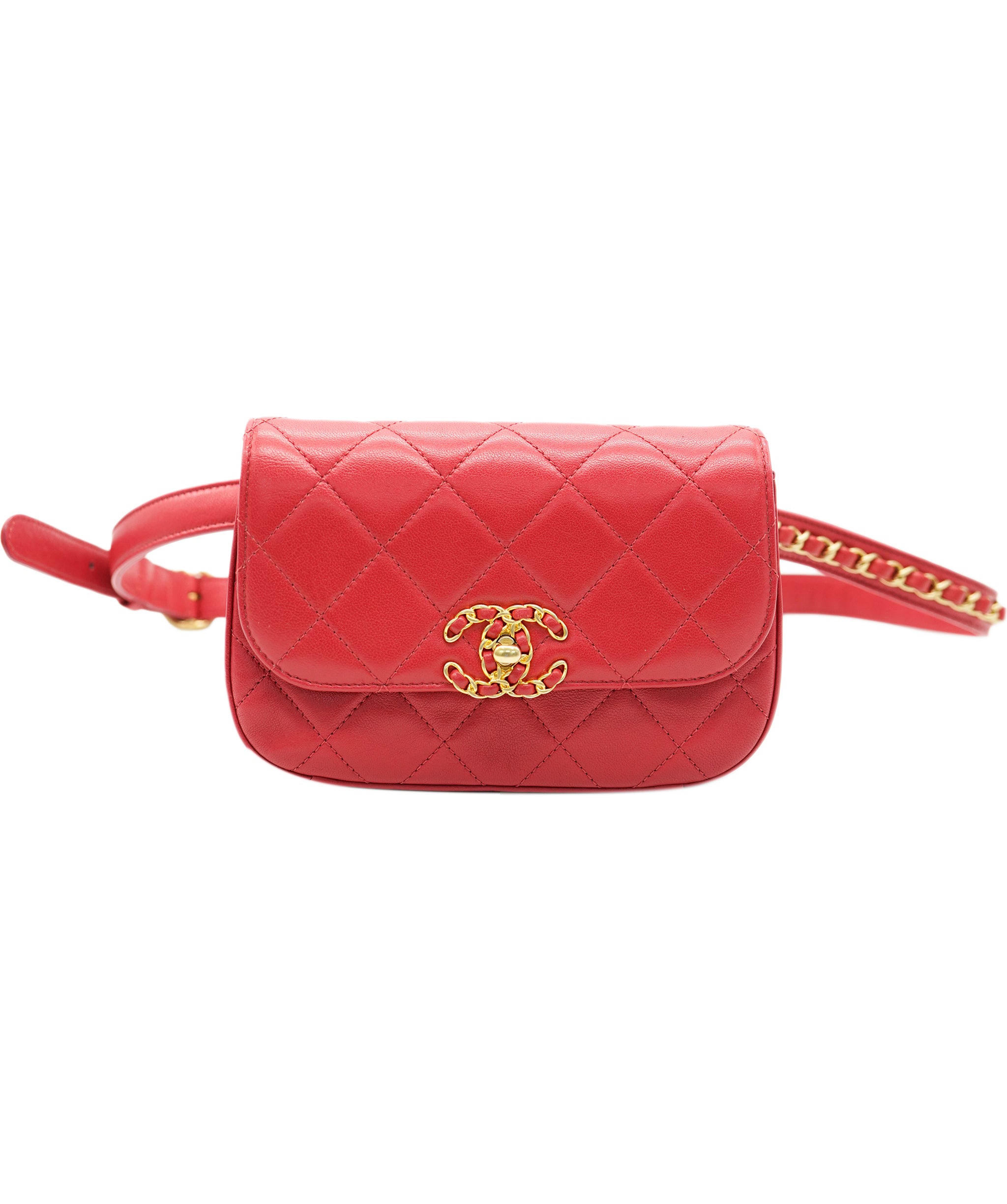 Chanel Quilted Lambskin Red Infinity Waist Belt Bag ALC1984