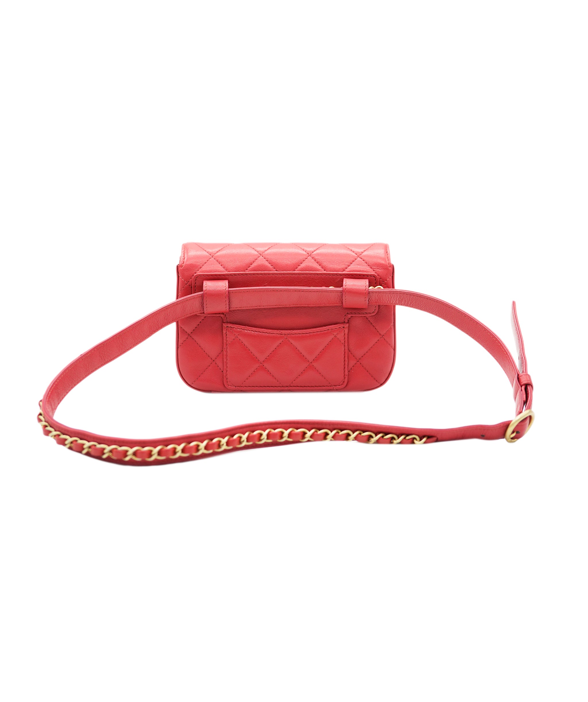 Chanel Quilted Lambskin Red Infinity Waist Belt Bag ALC1984