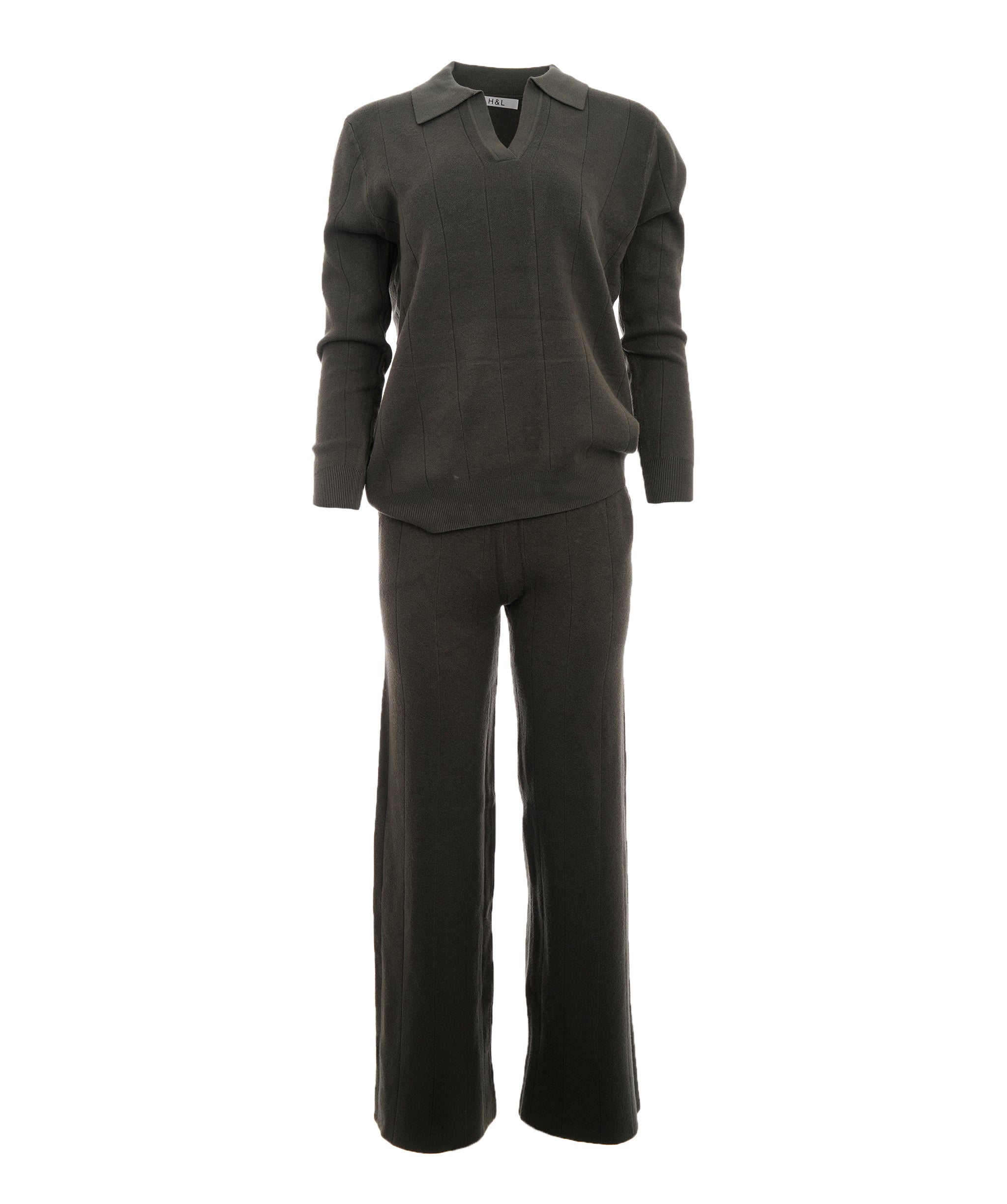 Ellie Khaki L/XXL Original Cashmere Blend Loungewear Set  AKC0359