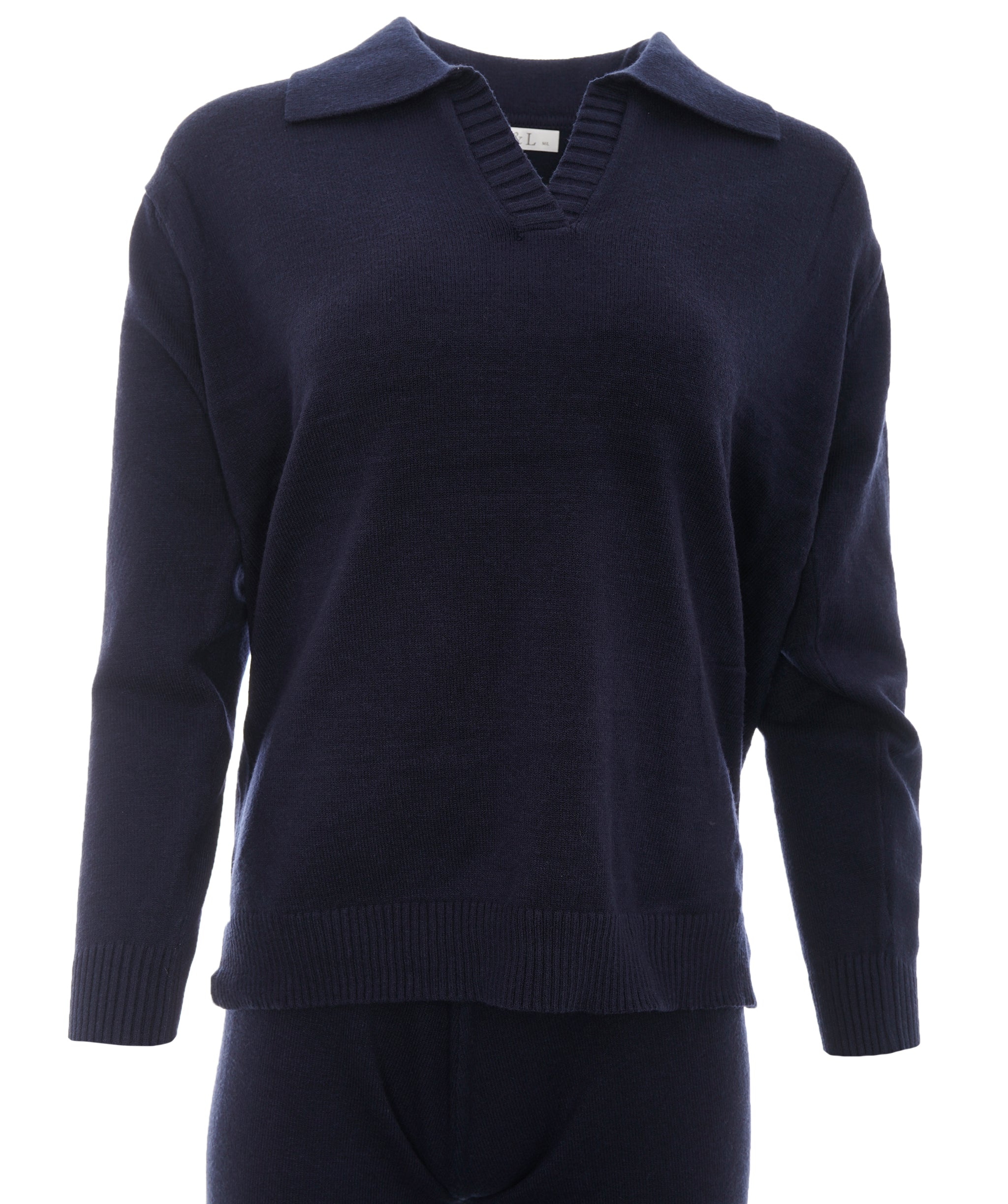 Layla Navy  M/L Arm Striped Cashmere Loungewear Set  AKC0353
