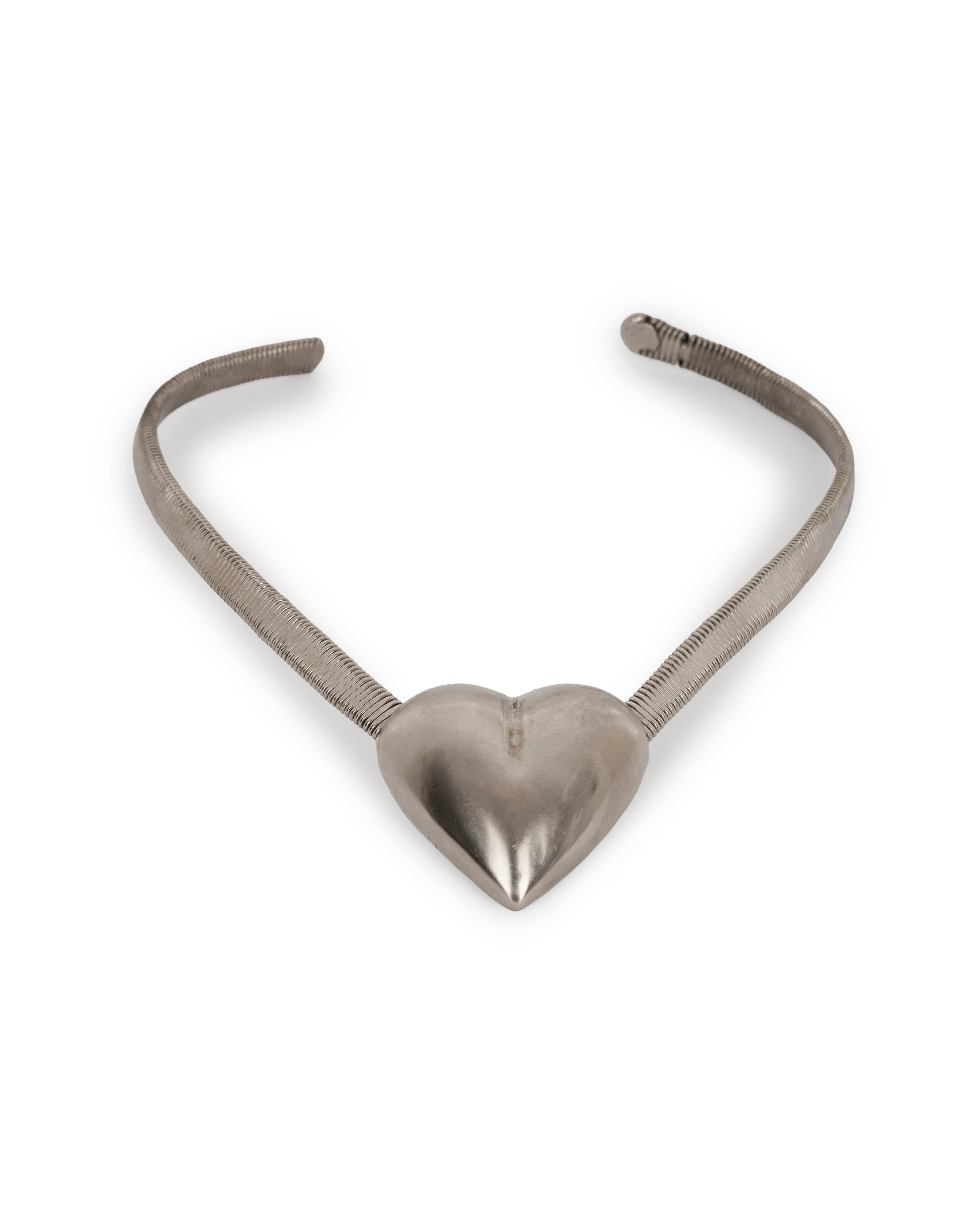 silver heart 1970'sm collar necklace  ALTC0533