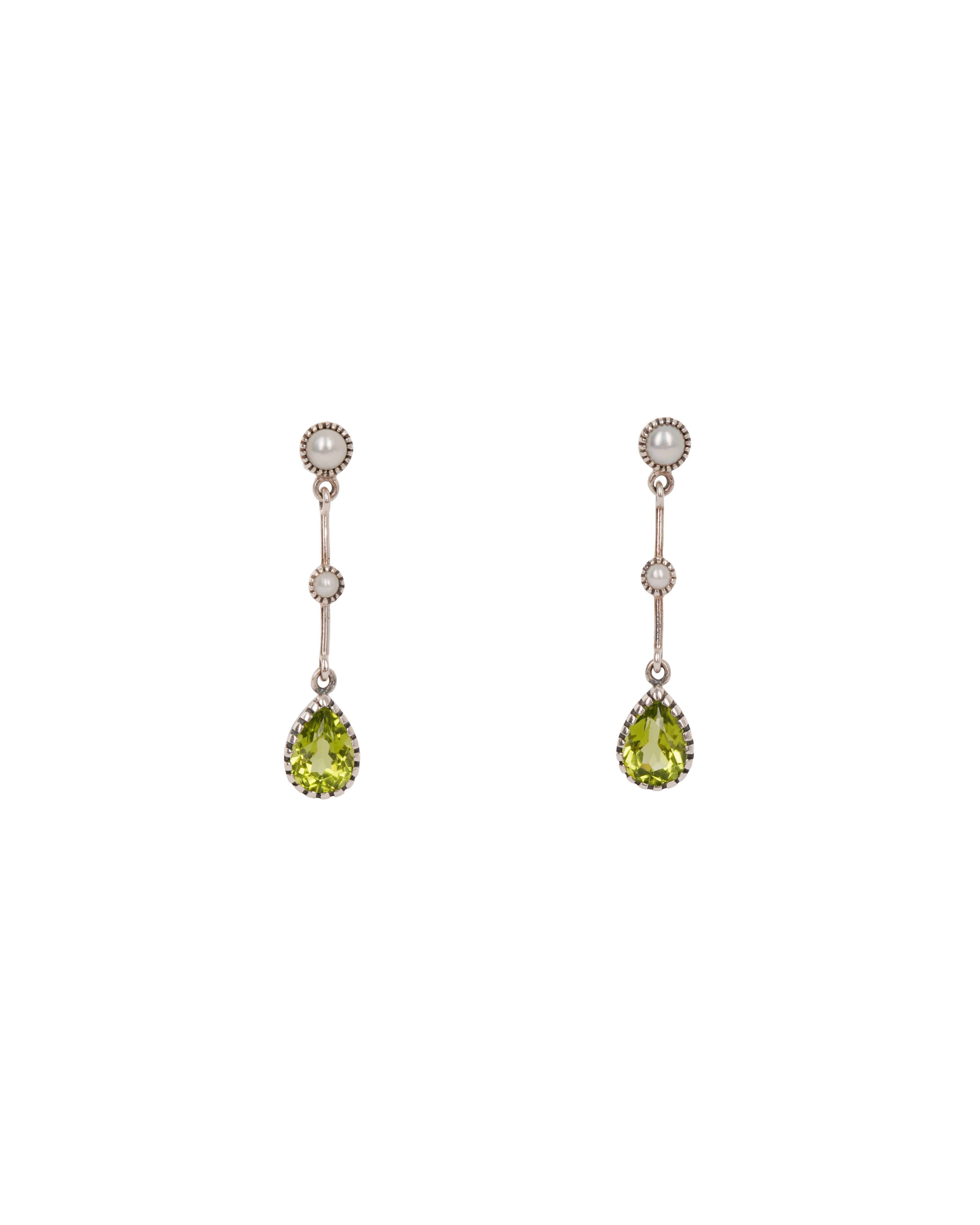 sterling silver peridot seed pearl earrings  ALTC0511