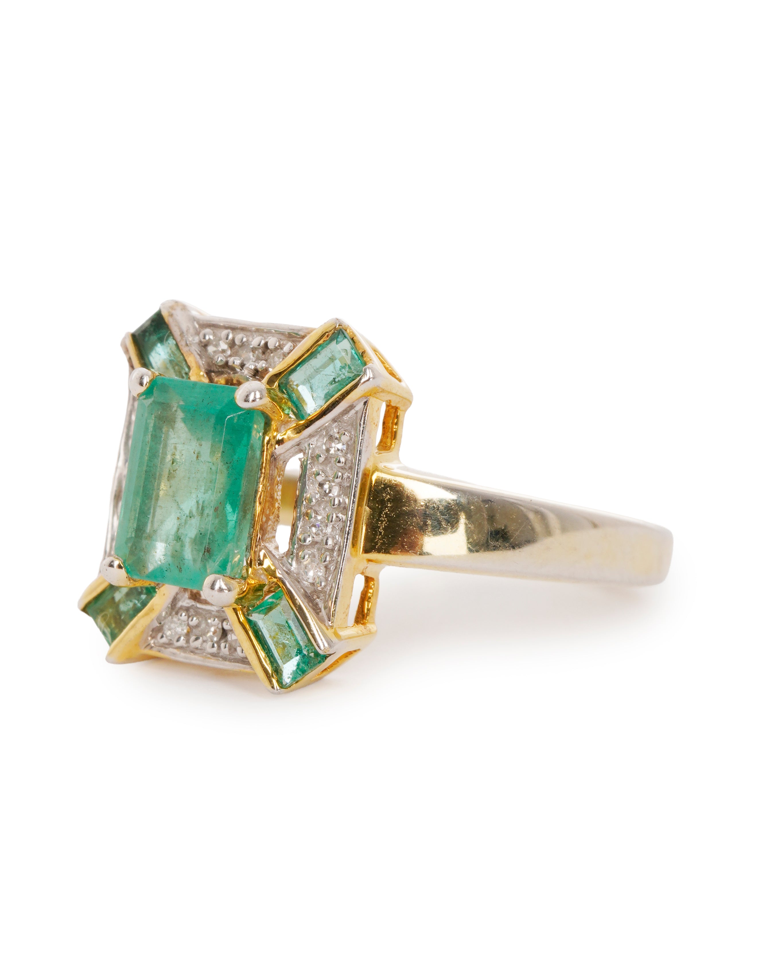 9ct gold emerald and diamond band  ALTC0500