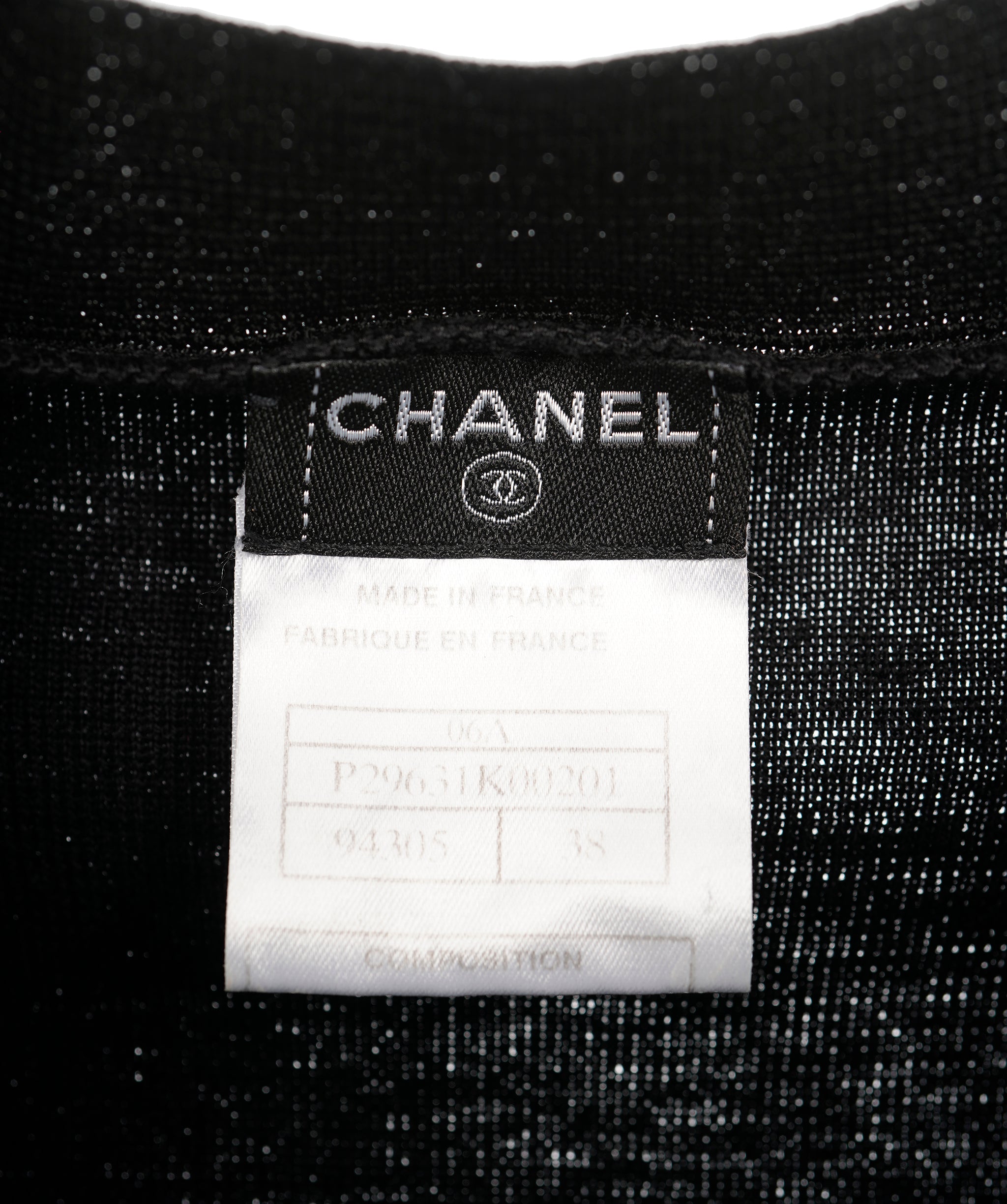 Chanel 06A CC V-Neck Top Black ASL10695