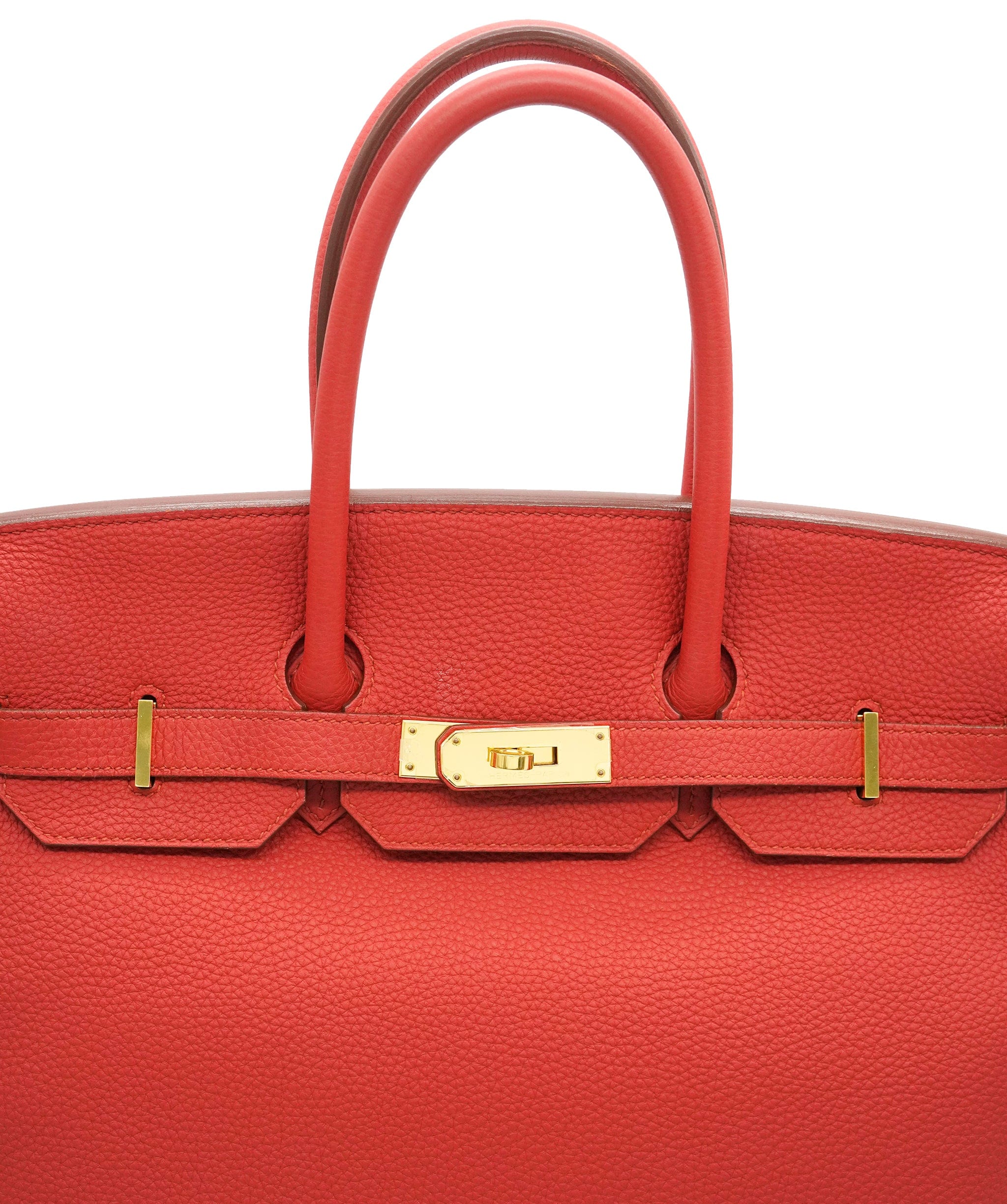 HERMES BIRKIN 35 ROUGE CASAQUE TOGO HAND BAG □R 90234624 DBXS0654