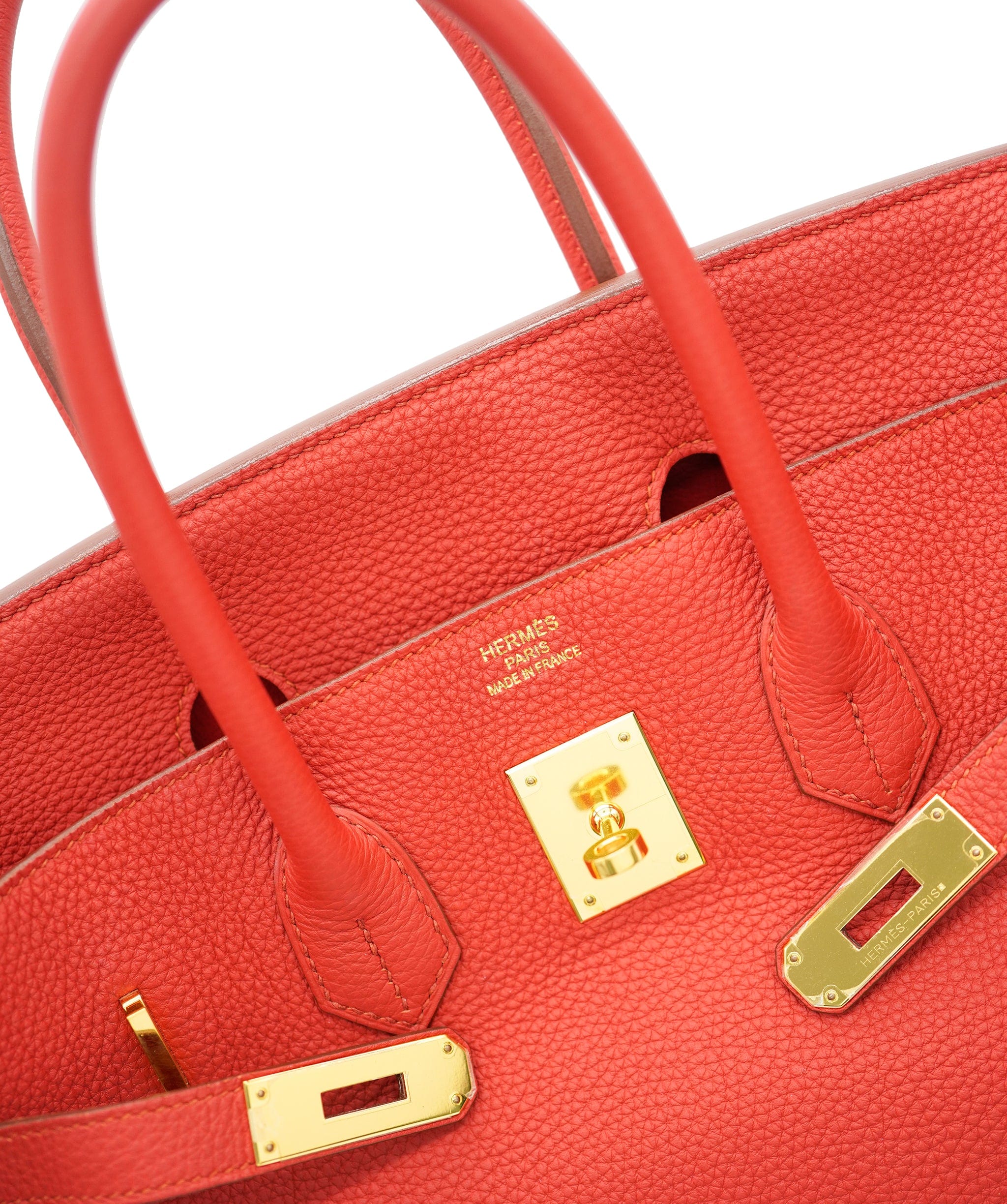 HERMES BIRKIN 35 ROUGE CASAQUE TOGO HAND BAG □R 90234624 DBXS0654