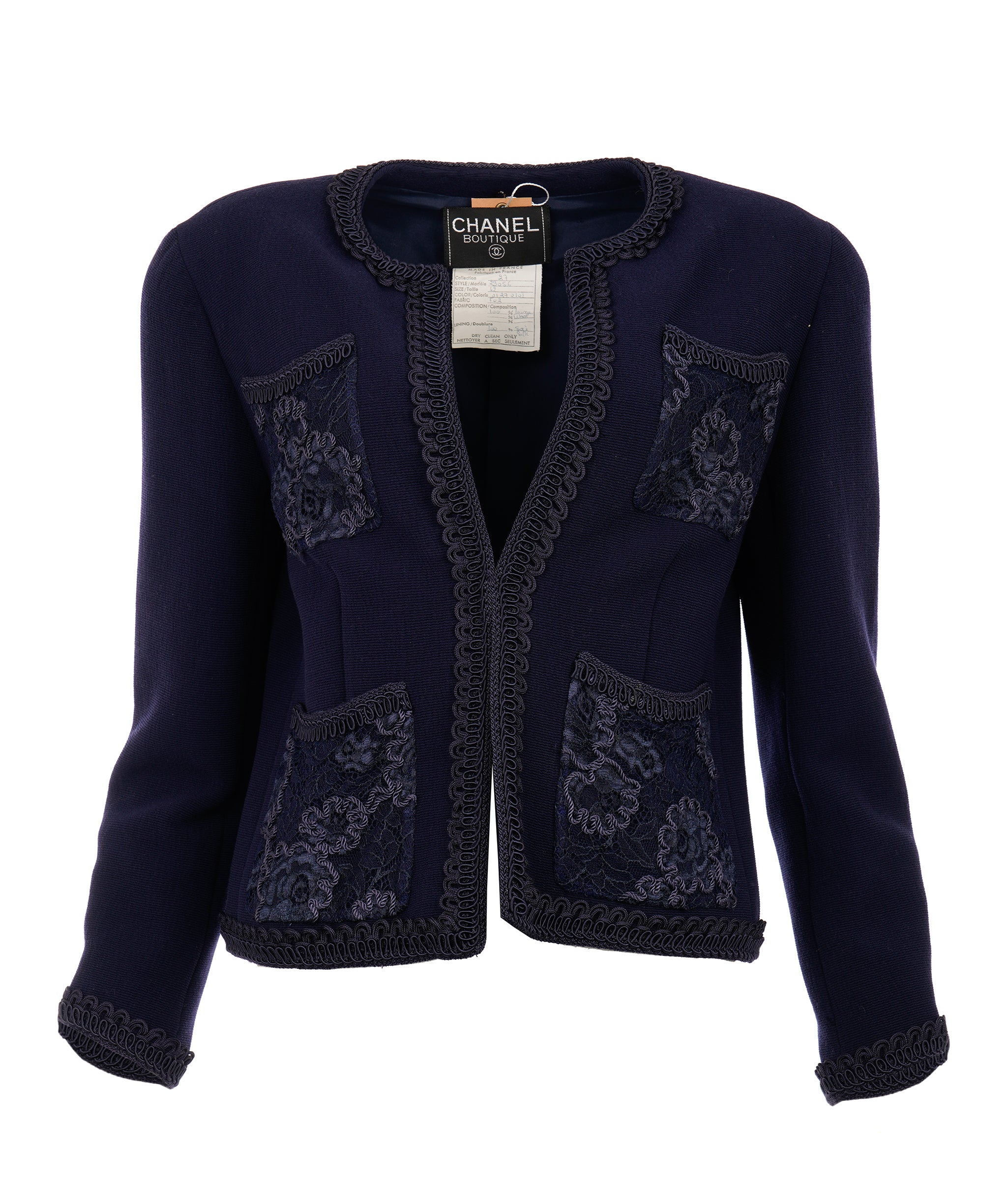 Chanel jacket marine 4 pockets with details FR42 2729056 - APC0050