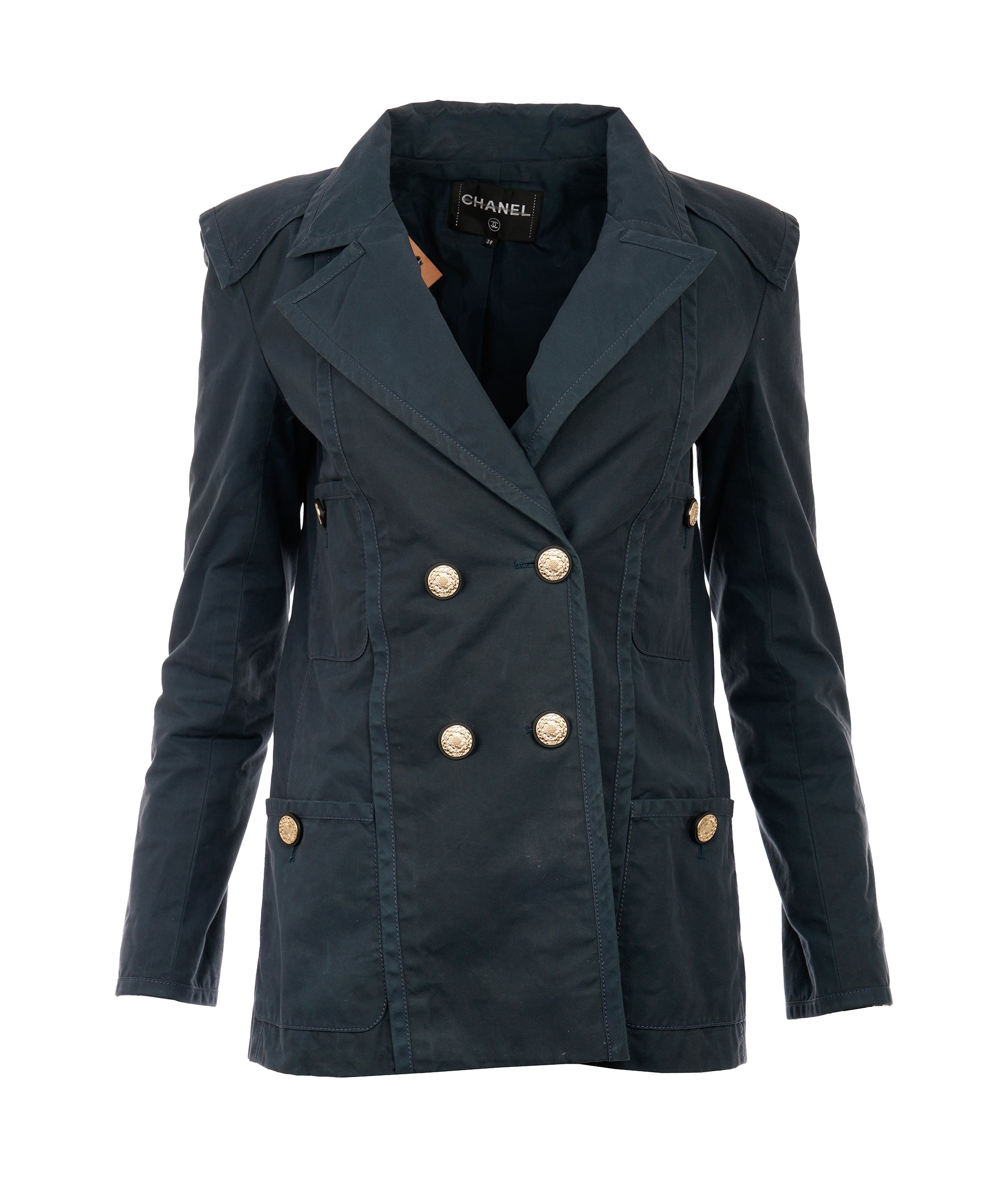 Chanel denim military jacket blue 20C FR38 P62615V48291 - APC0052