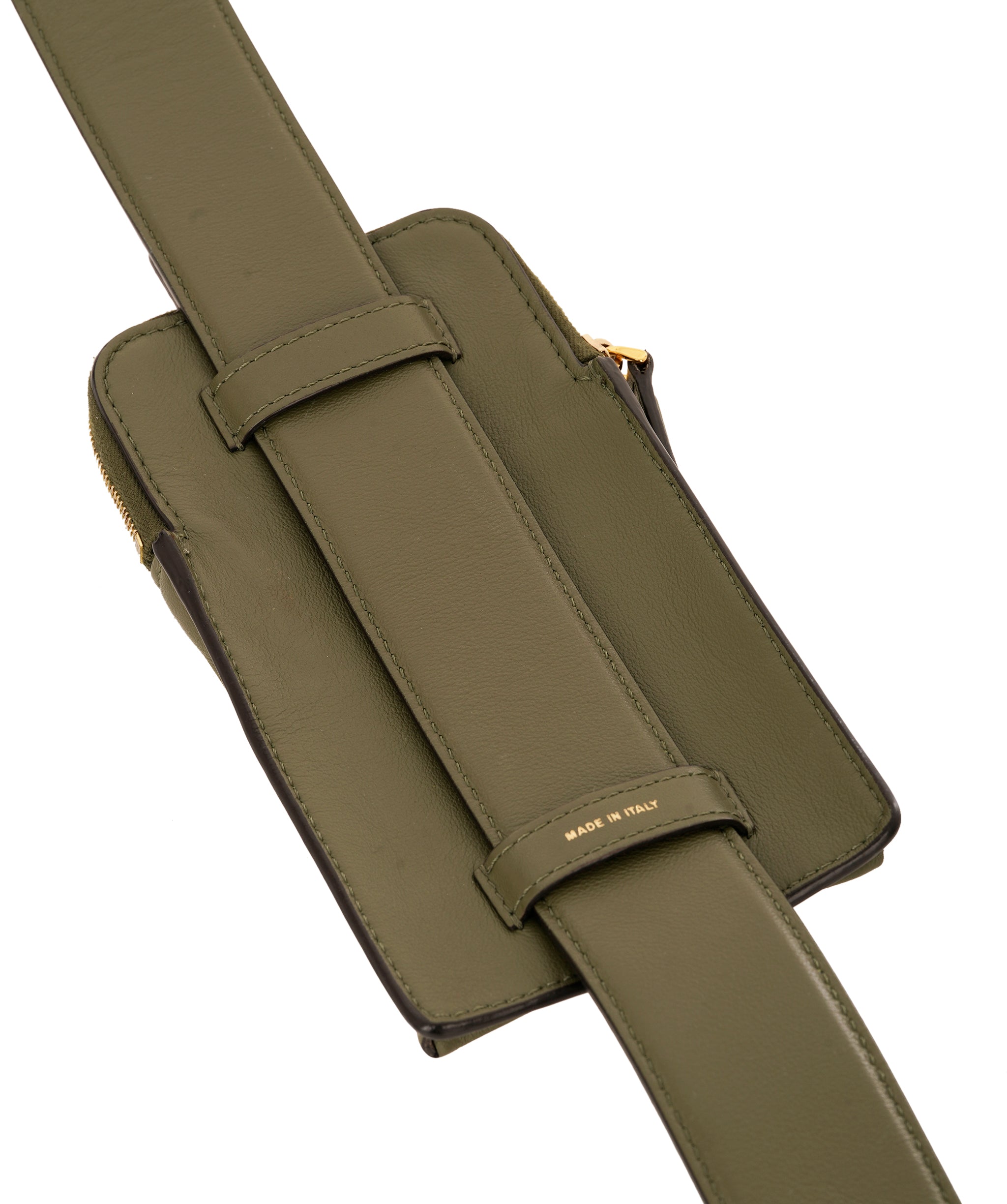 Fendi Khaki Green Leather Phone Bag Strap  ANC1733