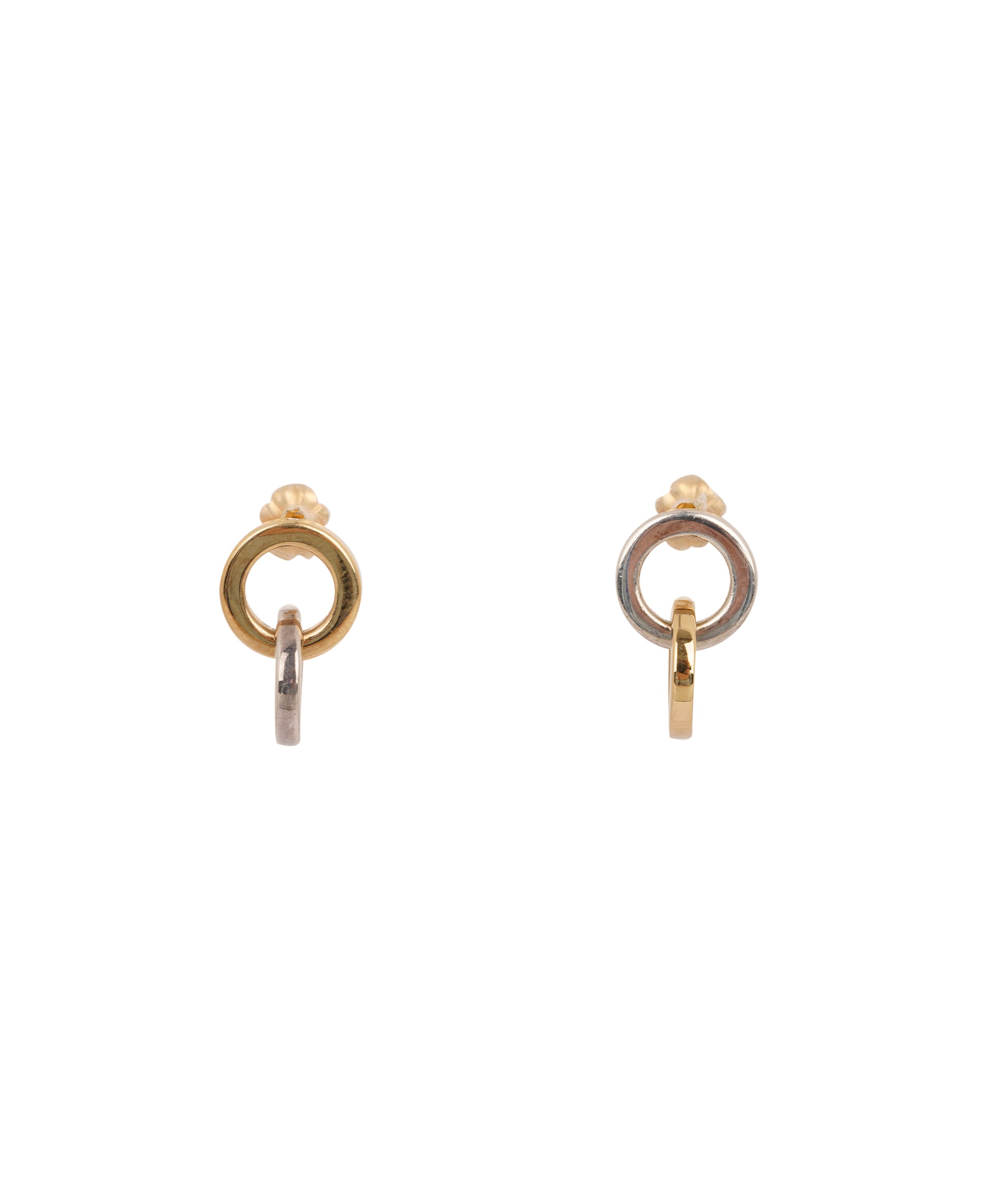 Tiffany & Co. 18K Yellow Gold and Silver Circle Double Ring Earrings AKC0752