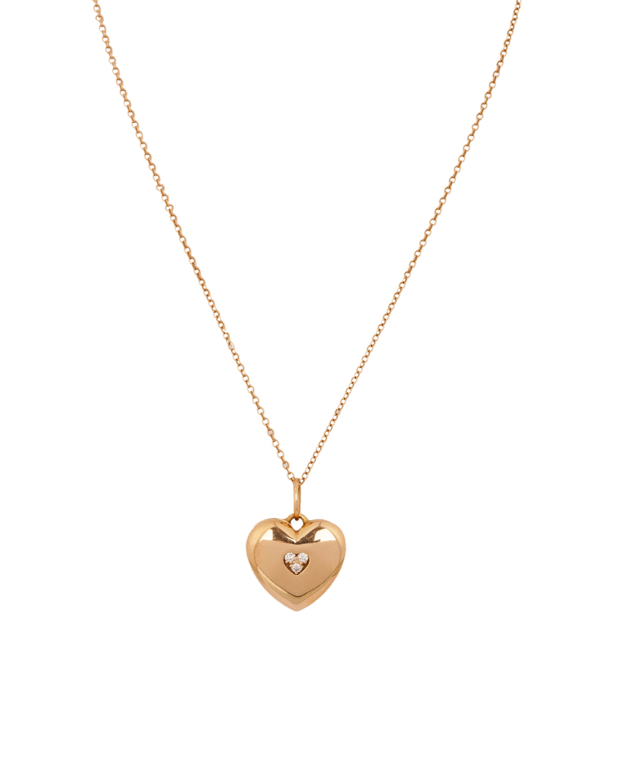 Tiffany & Co. 18K Yellow Gold and diamond heart locket and chain AKC0753