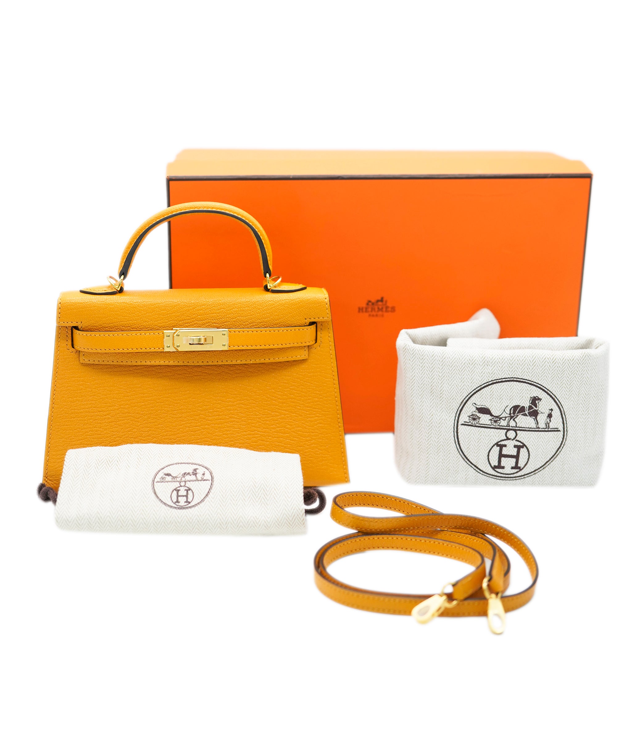 Hermes Kelly 20 Moutard Chevre GHW #A SKC1589