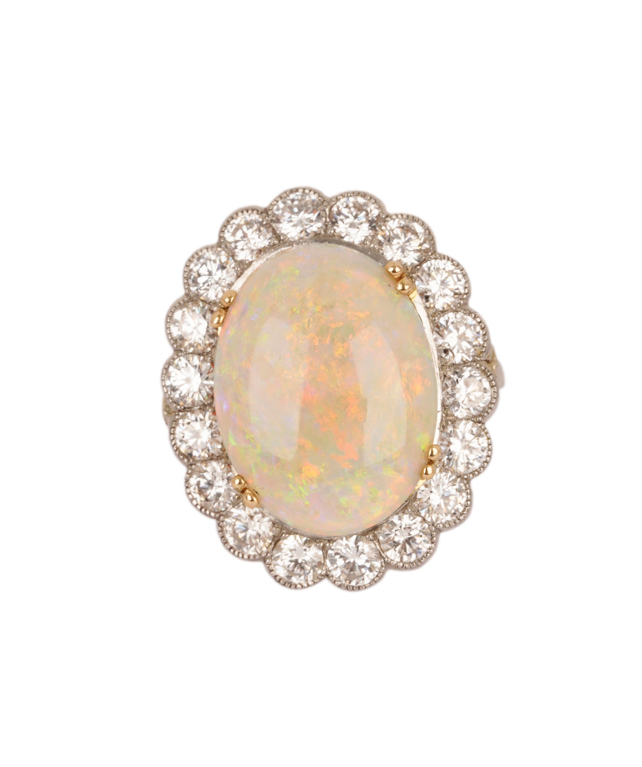 Fine Opal and Diamond Cluster Ring WA90651
