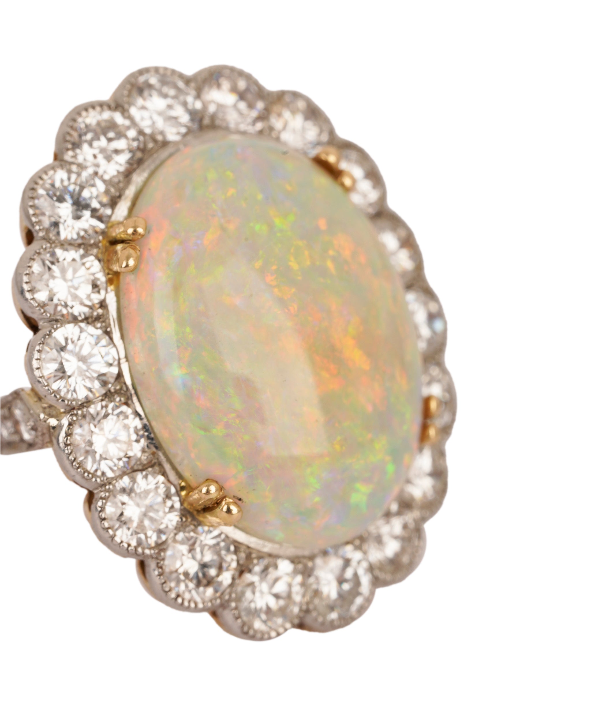 Fine Opal and Diamond Cluster Ring WA90651