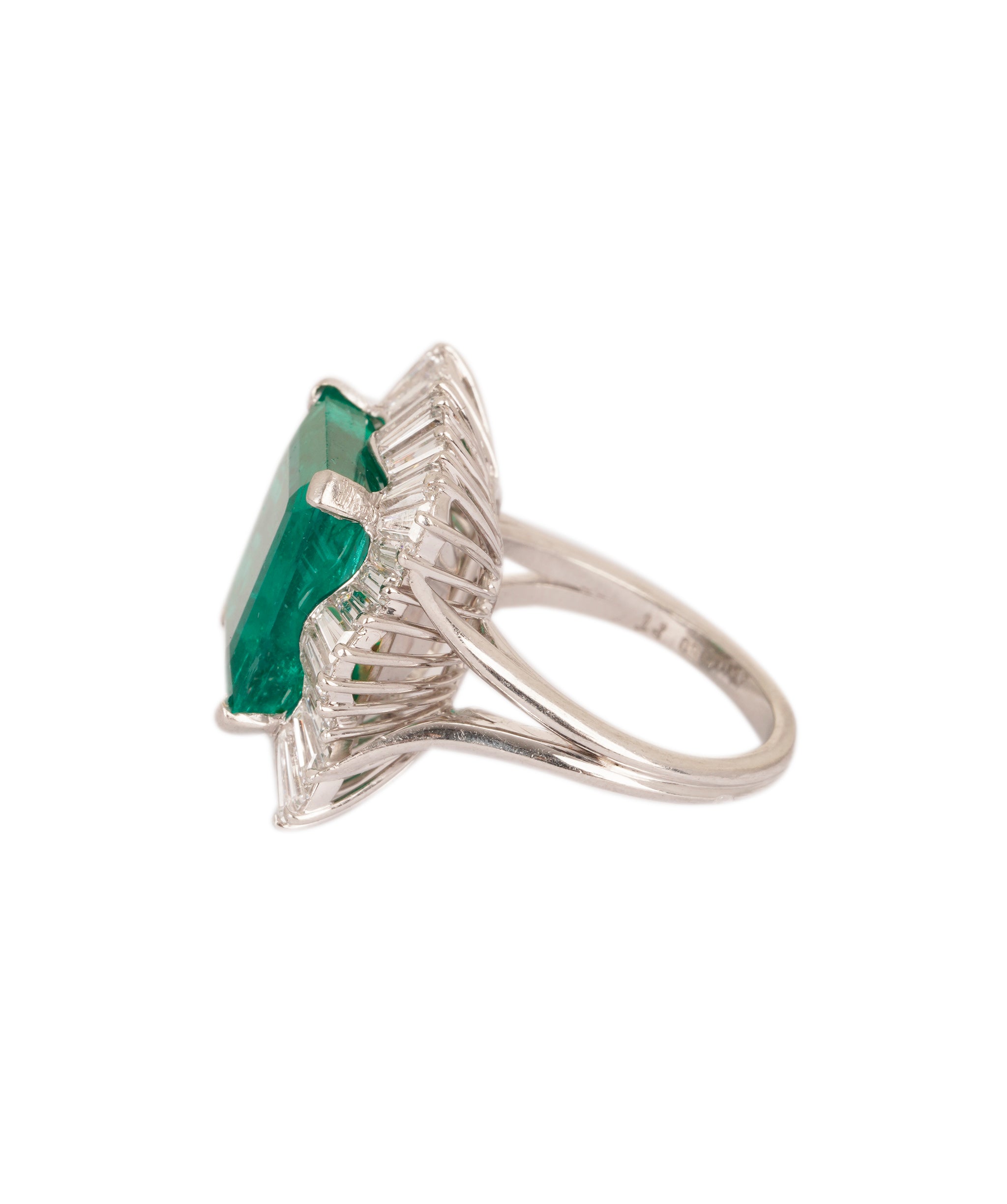 Colombian Emerald & Baguette Diamond Cluster Ring WA25028