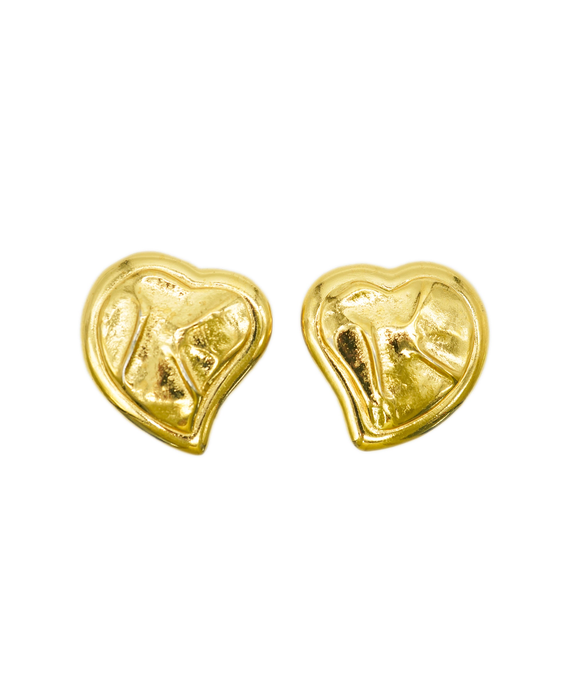 YSL textured gold heart earrings AGC1740