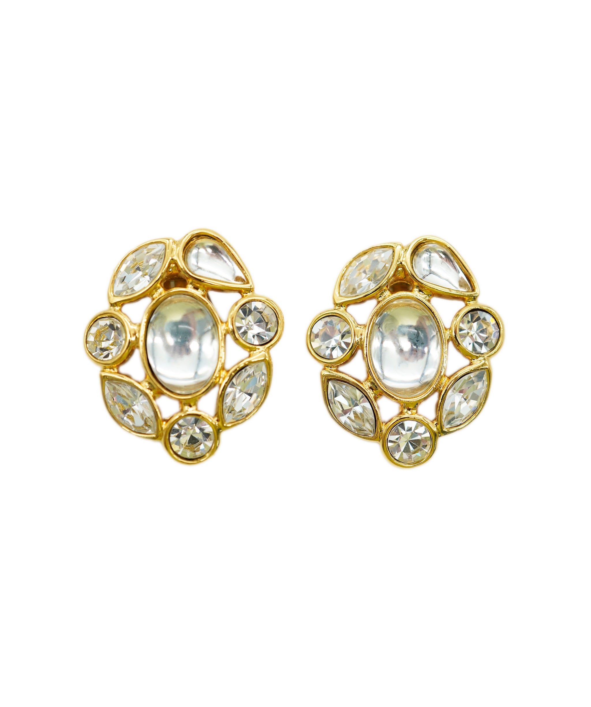 YSL white poured glass and gold earrings AGC1756