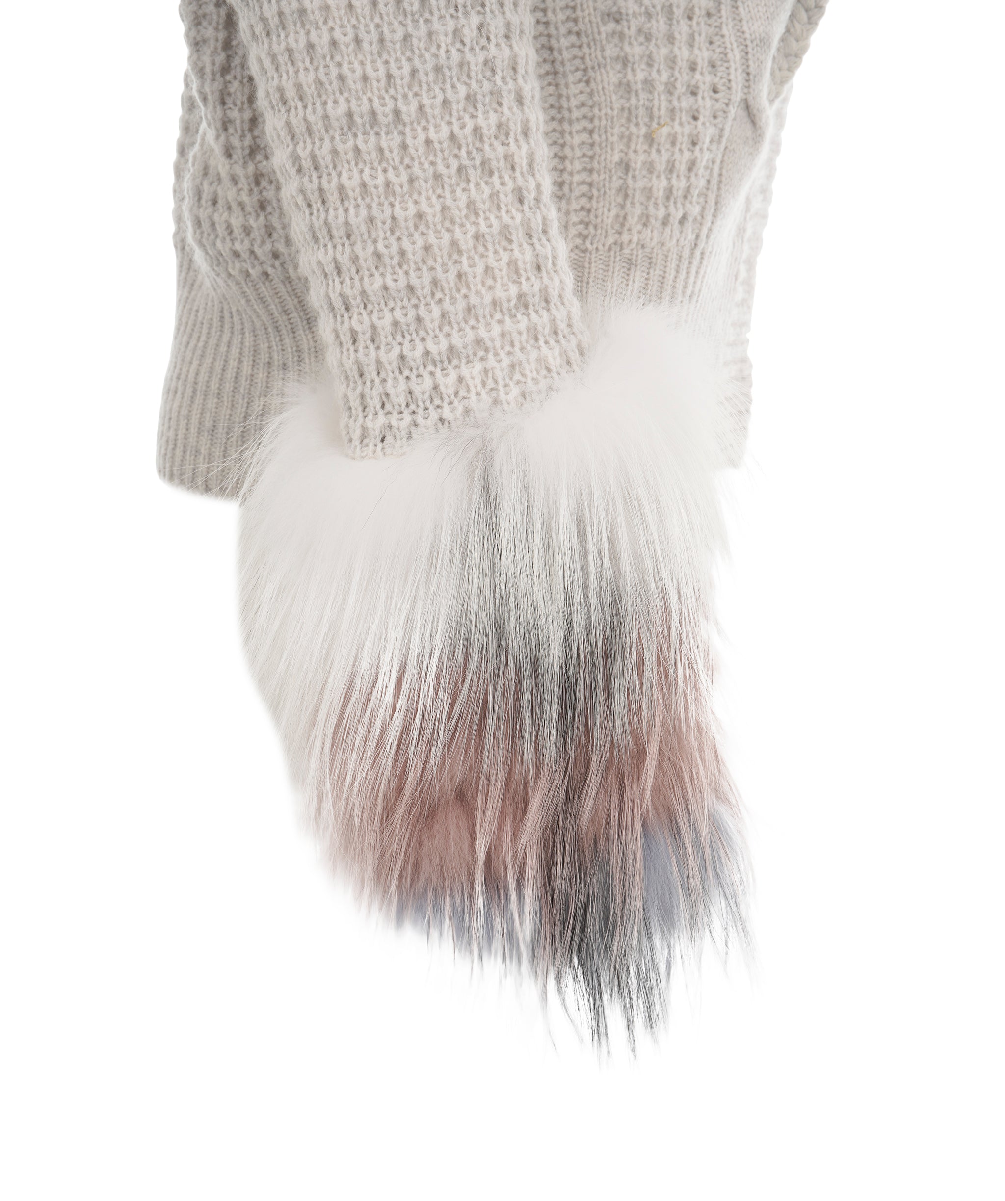 Izaak Azanei Grey Cardigan with Pink/Grey Fur Cuff Sleeves ALC1902