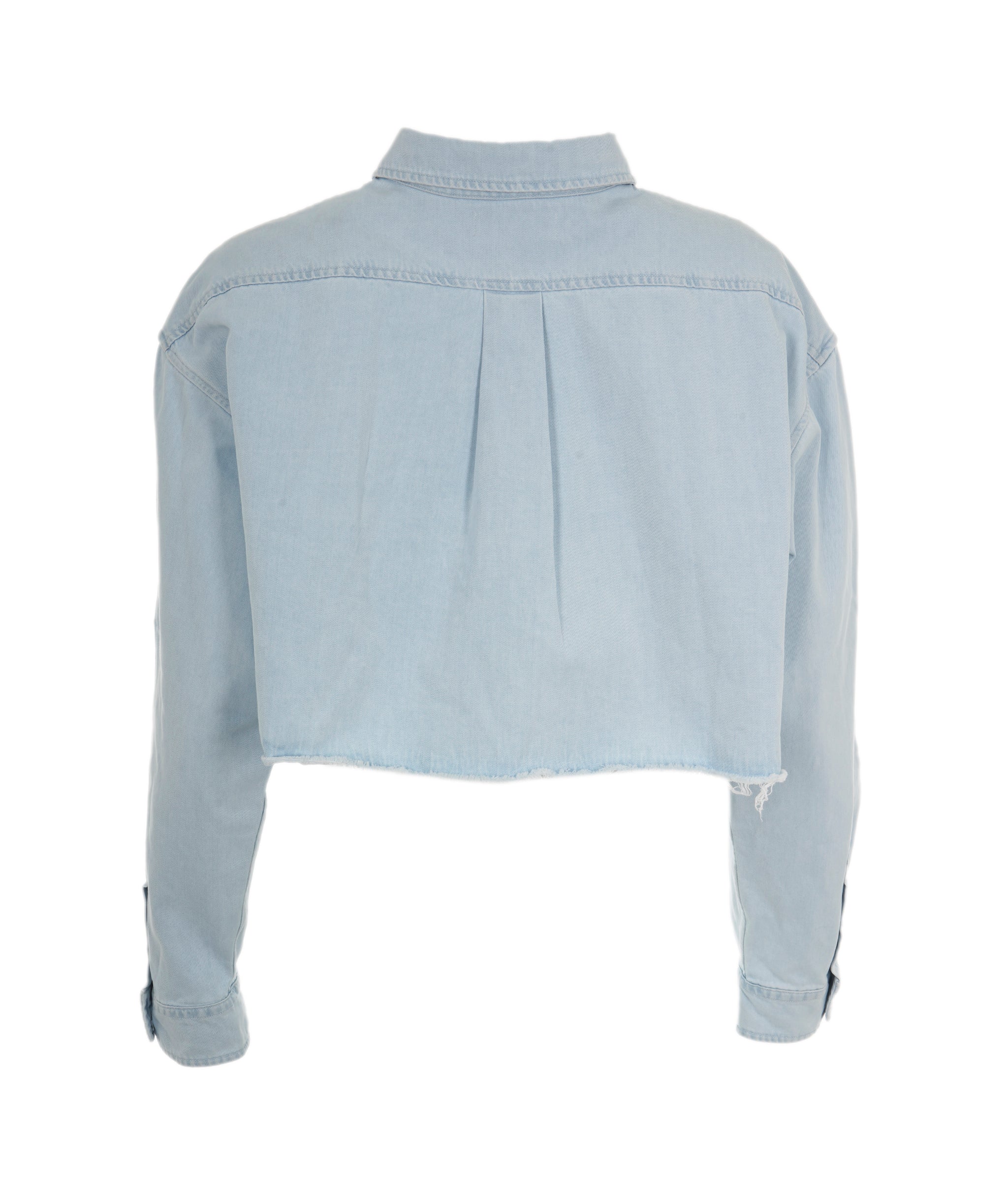 Miu Miu Blue Denim Logo Cropped Shirt ABL0005