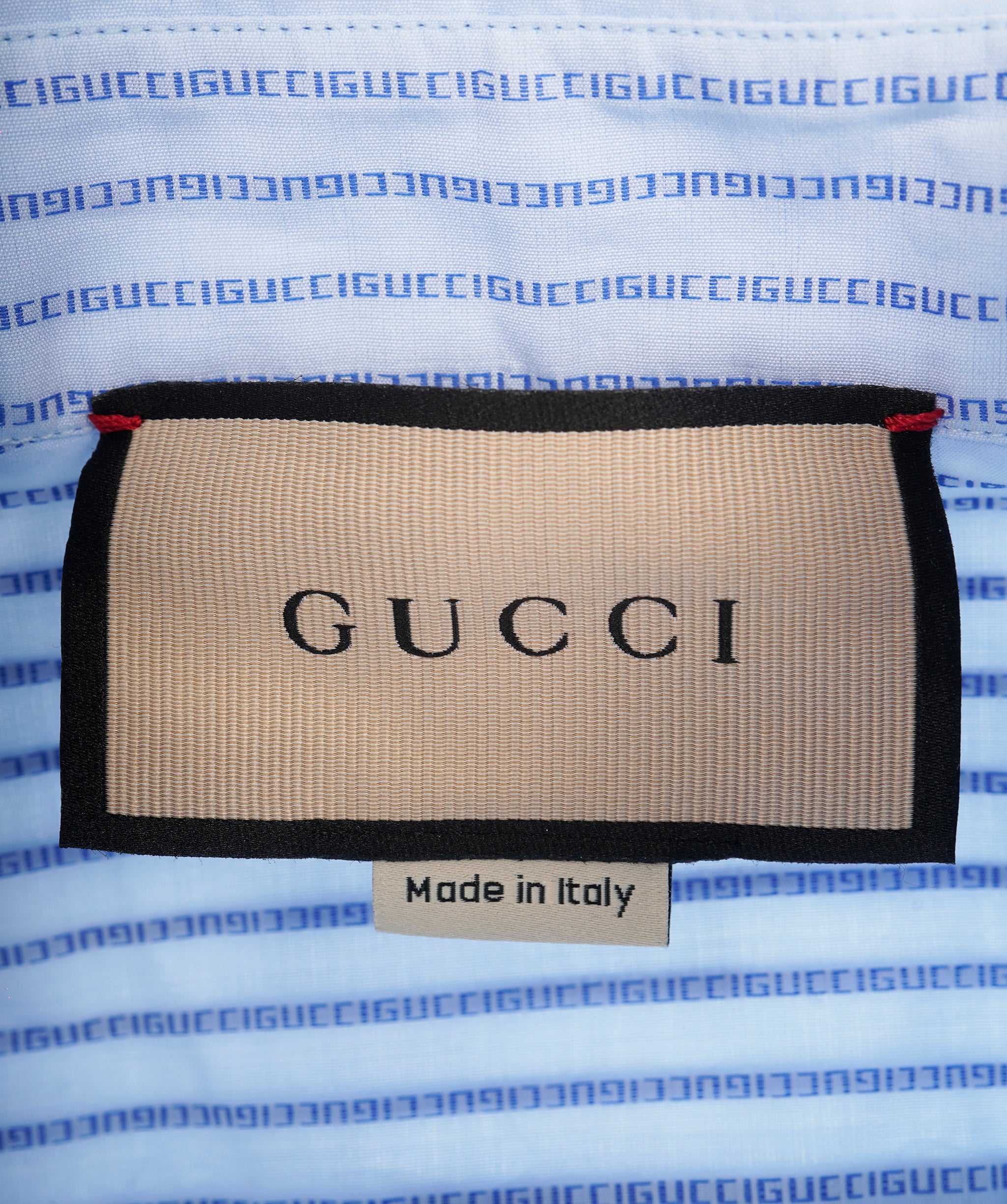 Gucci Blue Cotton Logo Stripe Oxford Shirt ABL0004