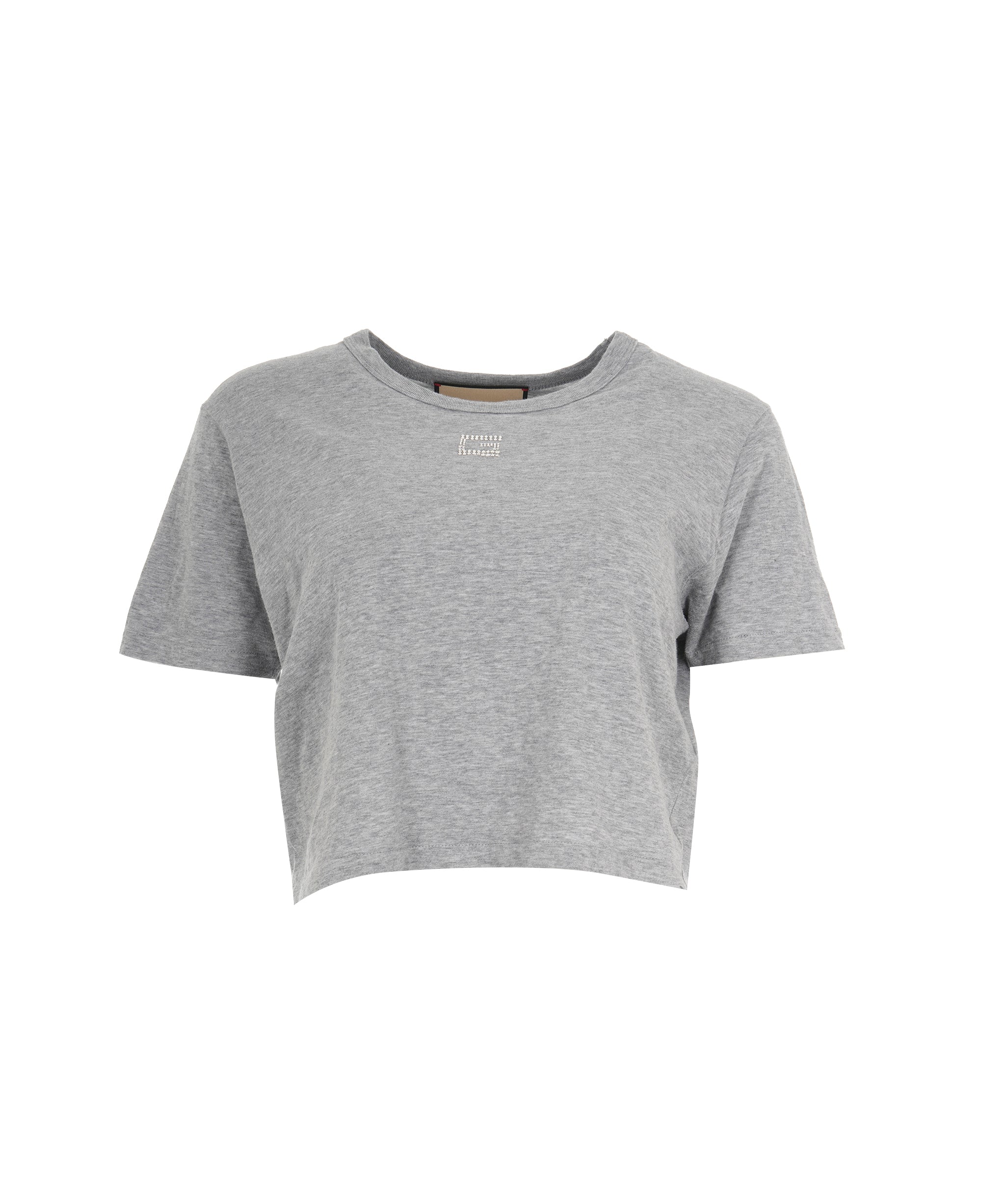 Gucci Grey Emebllished G Short Sleeve Crop Top ABL0003