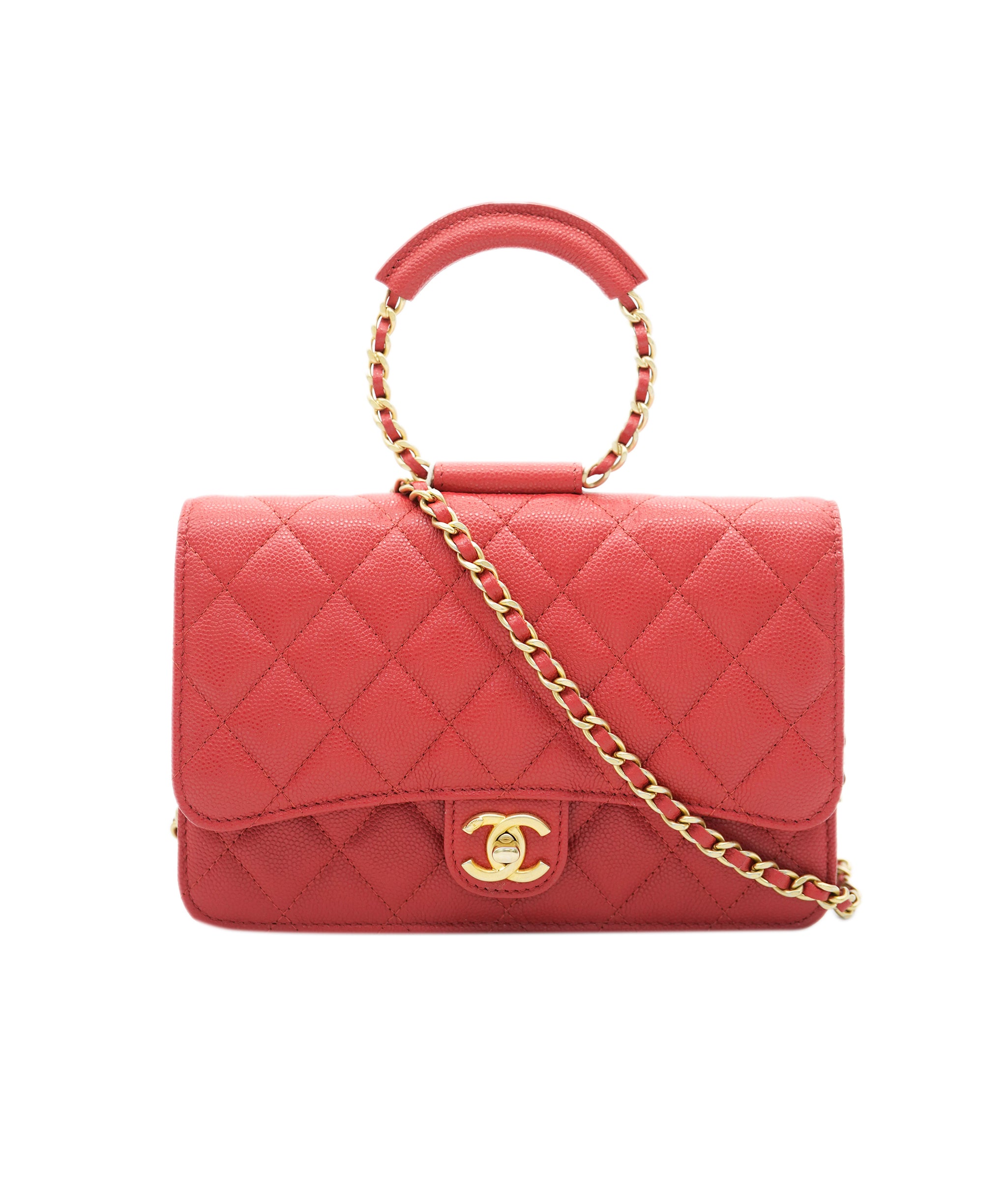 Chanel Red Caviar Top Handle Crossbody Bag  ALC1900