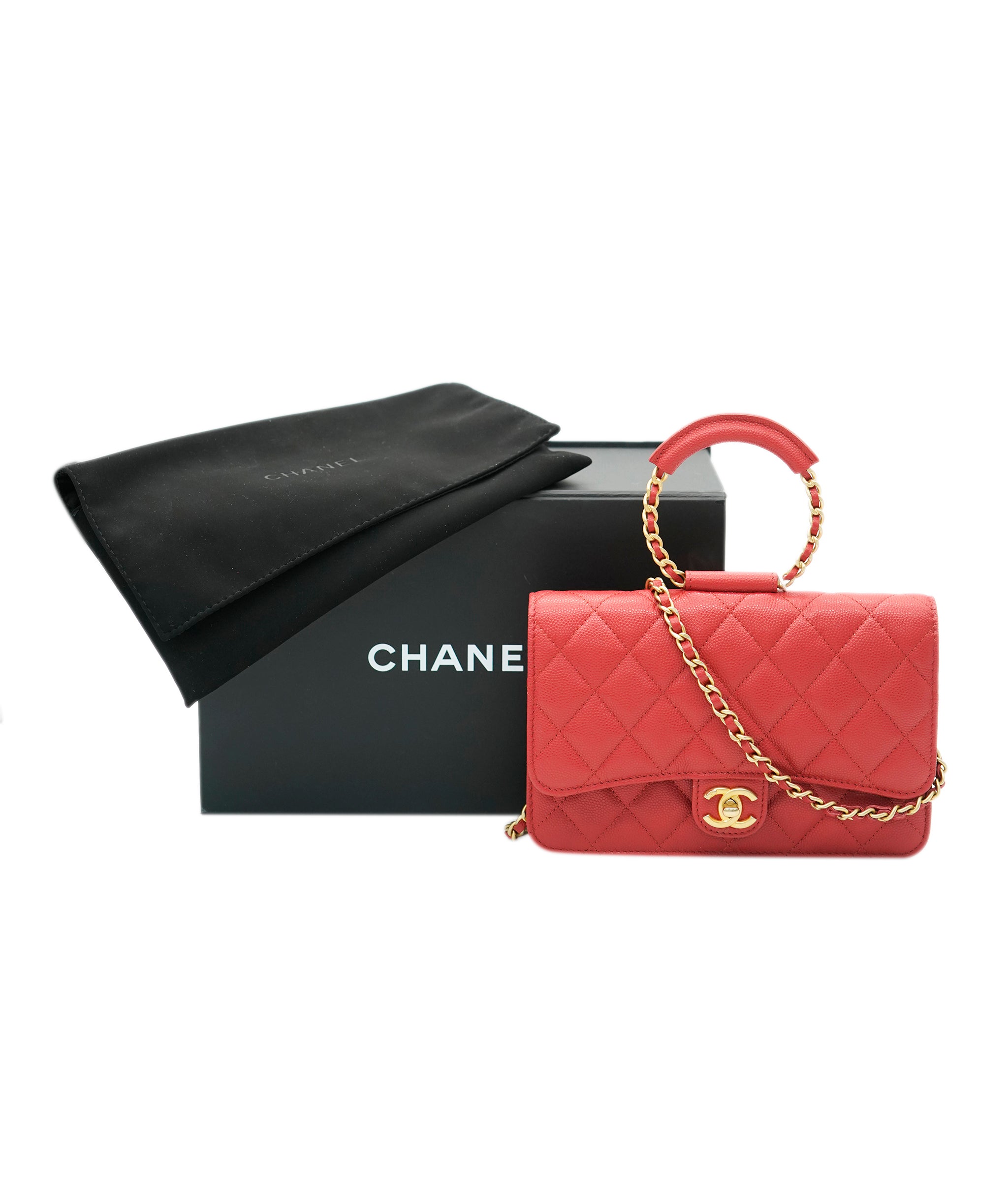 Chanel Red Caviar Top Handle Crossbody Bag  ALC1900