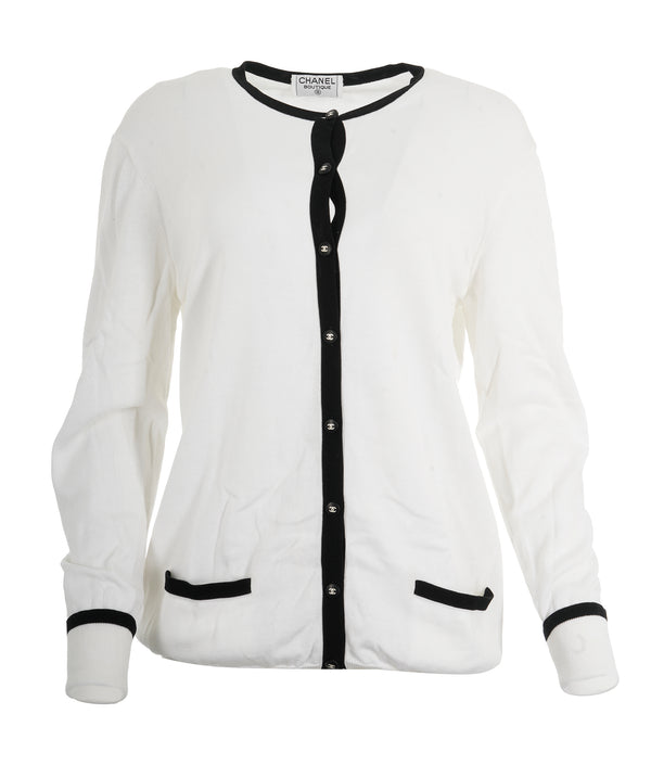 Chanell CC Buttons Cotton Cardigan White ASL10487
