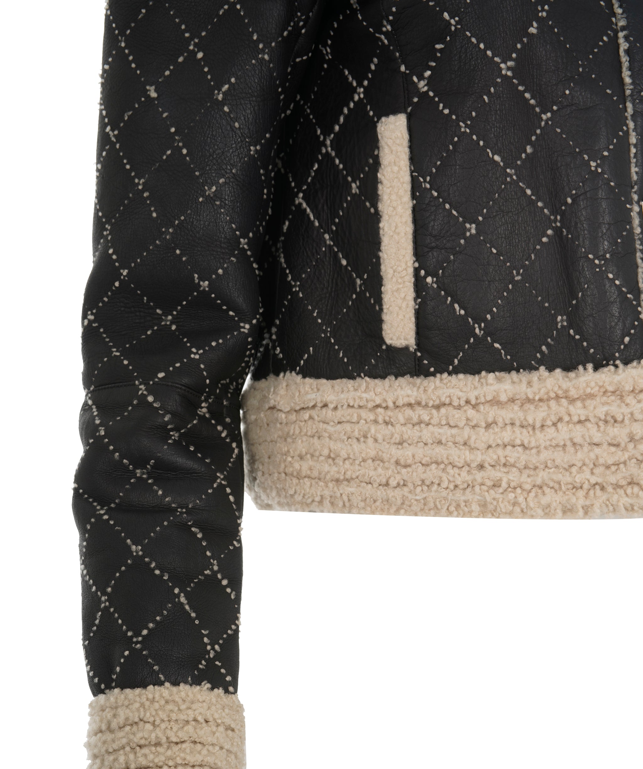 Chanel Shearling Quilted Lambskin Leather Jacket ALC1932