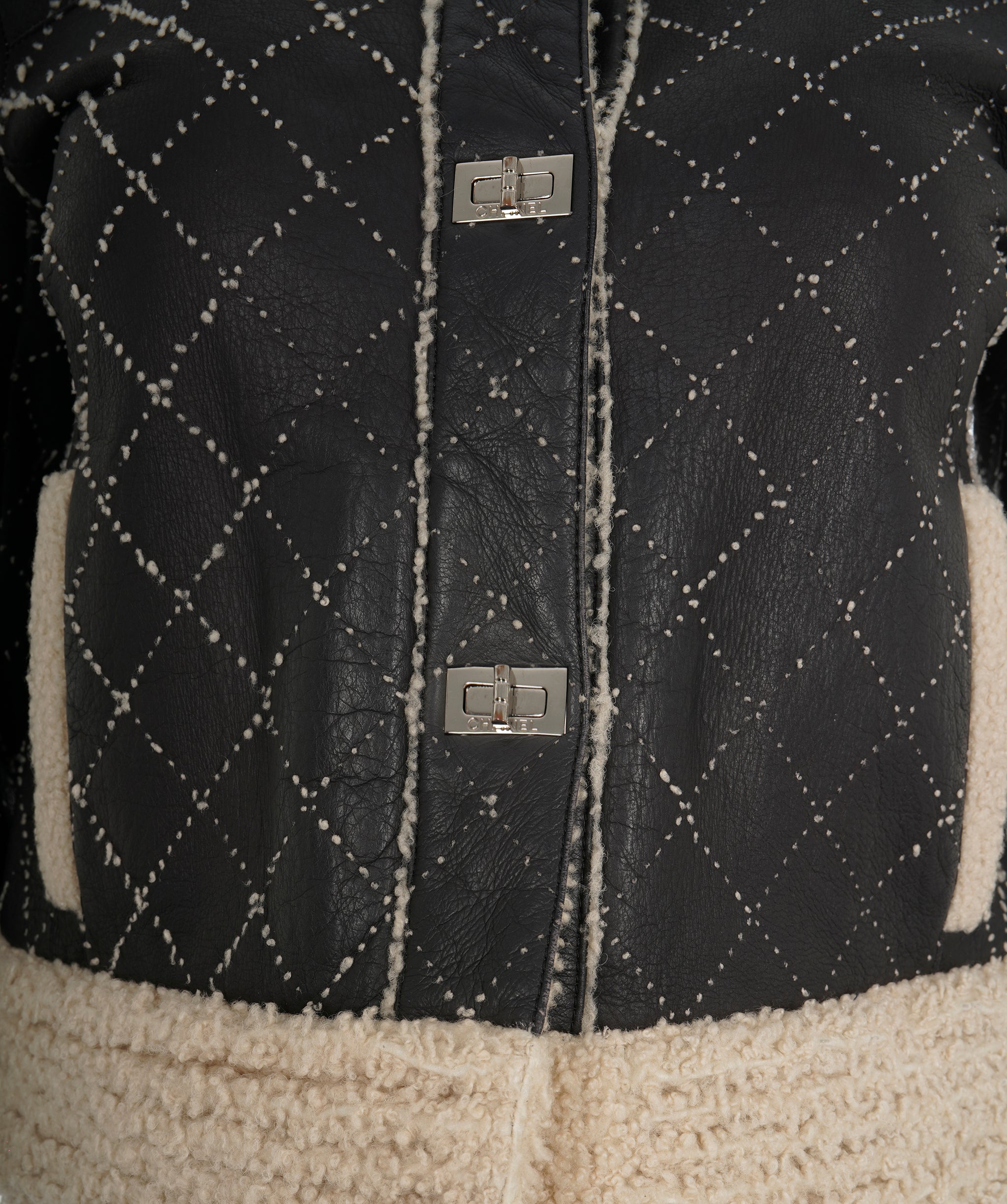 Chanel Shearling Quilted Lambskin Leather Jacket ALC1932